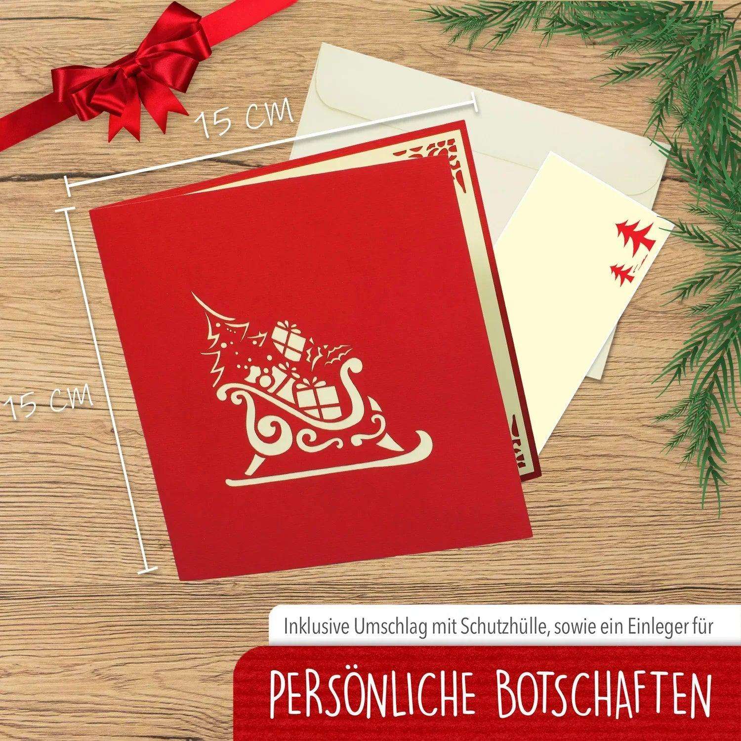 Pop Up Weihnachtskarte 3D - Weihnachtsbaum, Tannenbaum mit Geschenken, N453 - LINPopUp