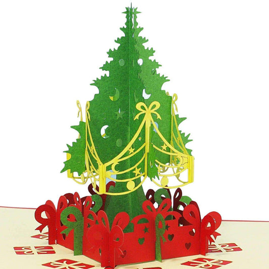 Pop Up Weihnachtskarte 3D - Weihnachtsbaum mit Geschenken, Tannenbaum, N425 - LINPopUp