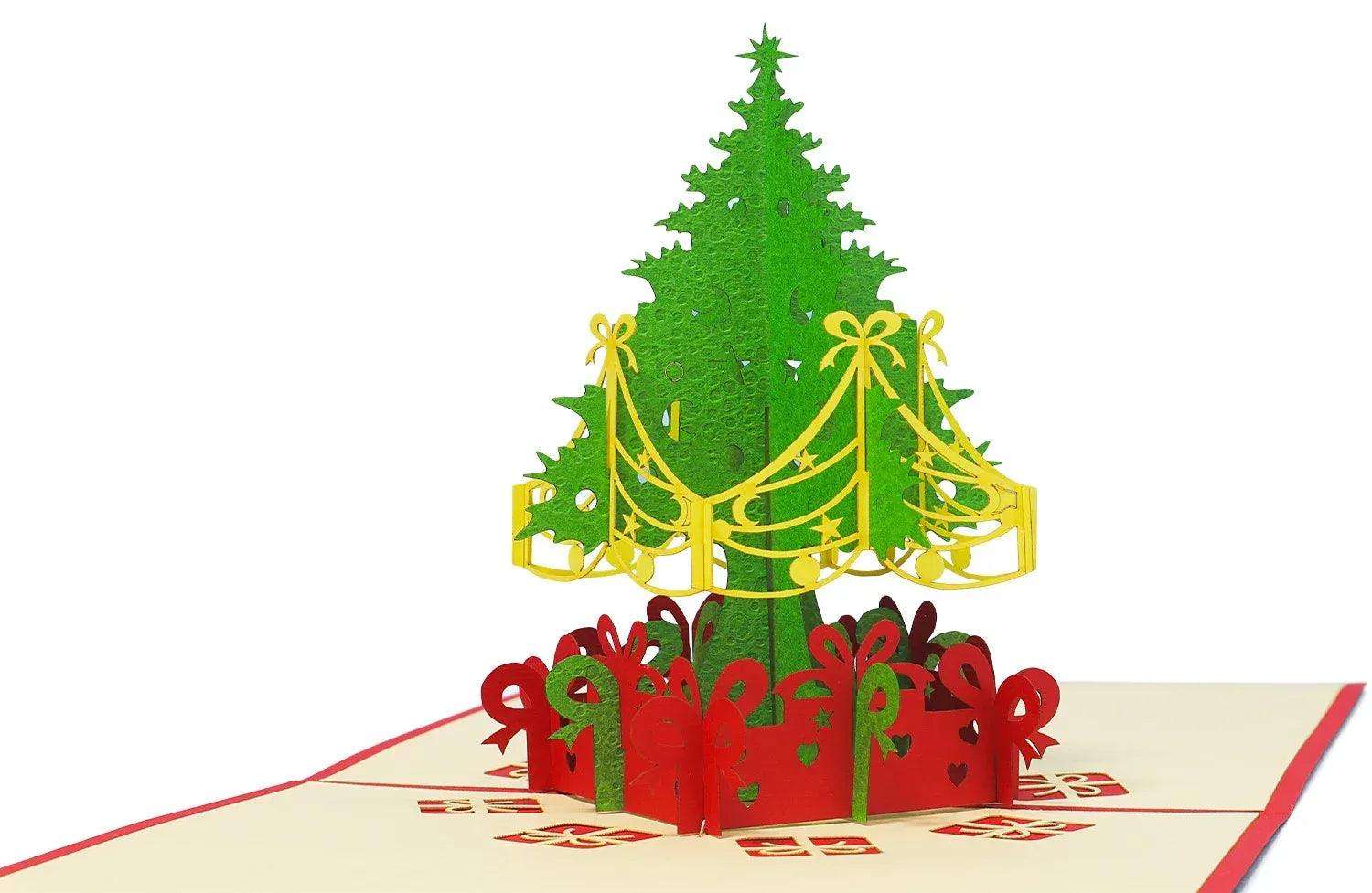 Pop Up Weihnachtskarte 3D - Weihnachtsbaum mit Geschenken, Tannenbaum, N425 LINPopUp N425