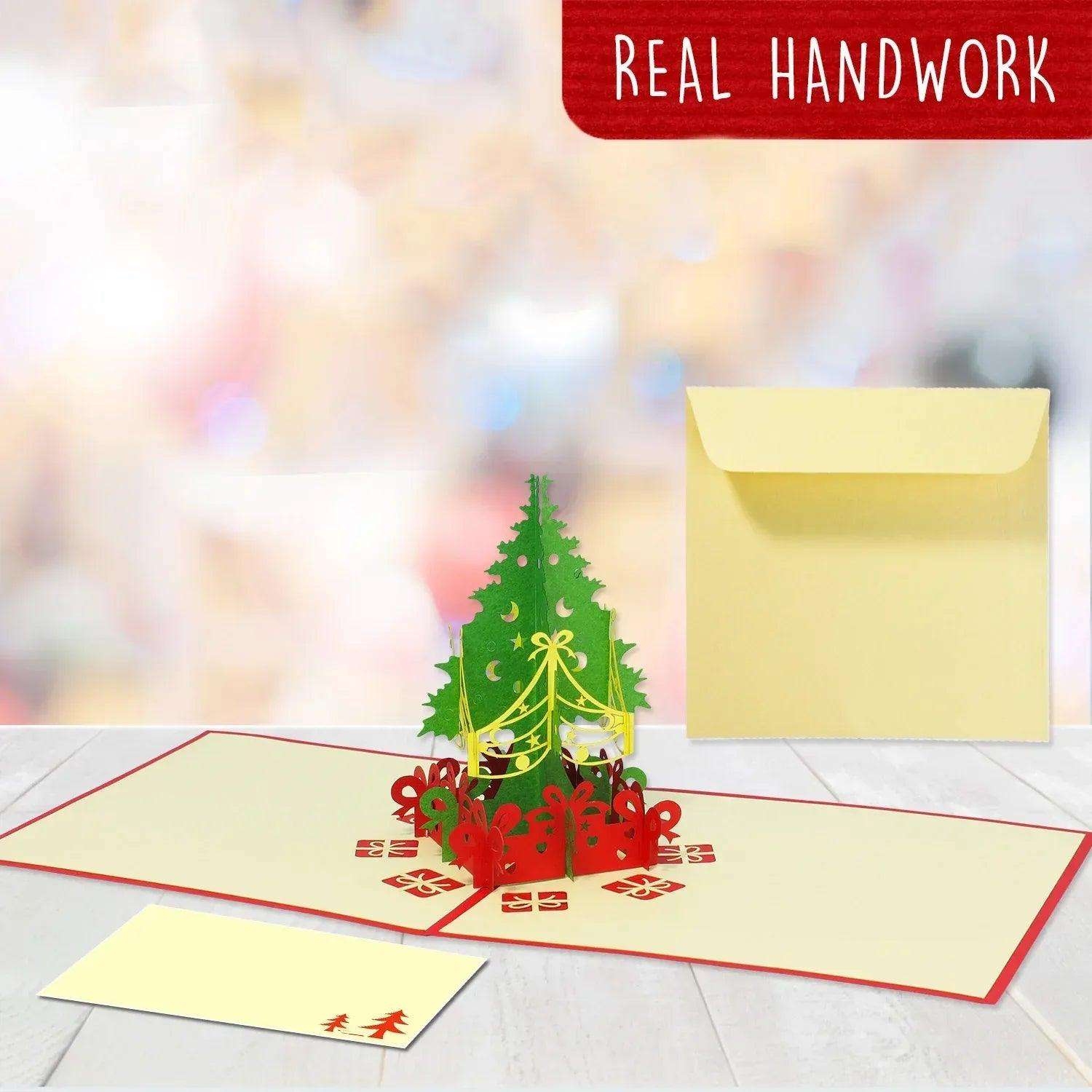 Pop Up Weihnachtskarte 3D - Weihnachtsbaum mit Geschenken, Tannenbaum, N425 LINPopUp N425