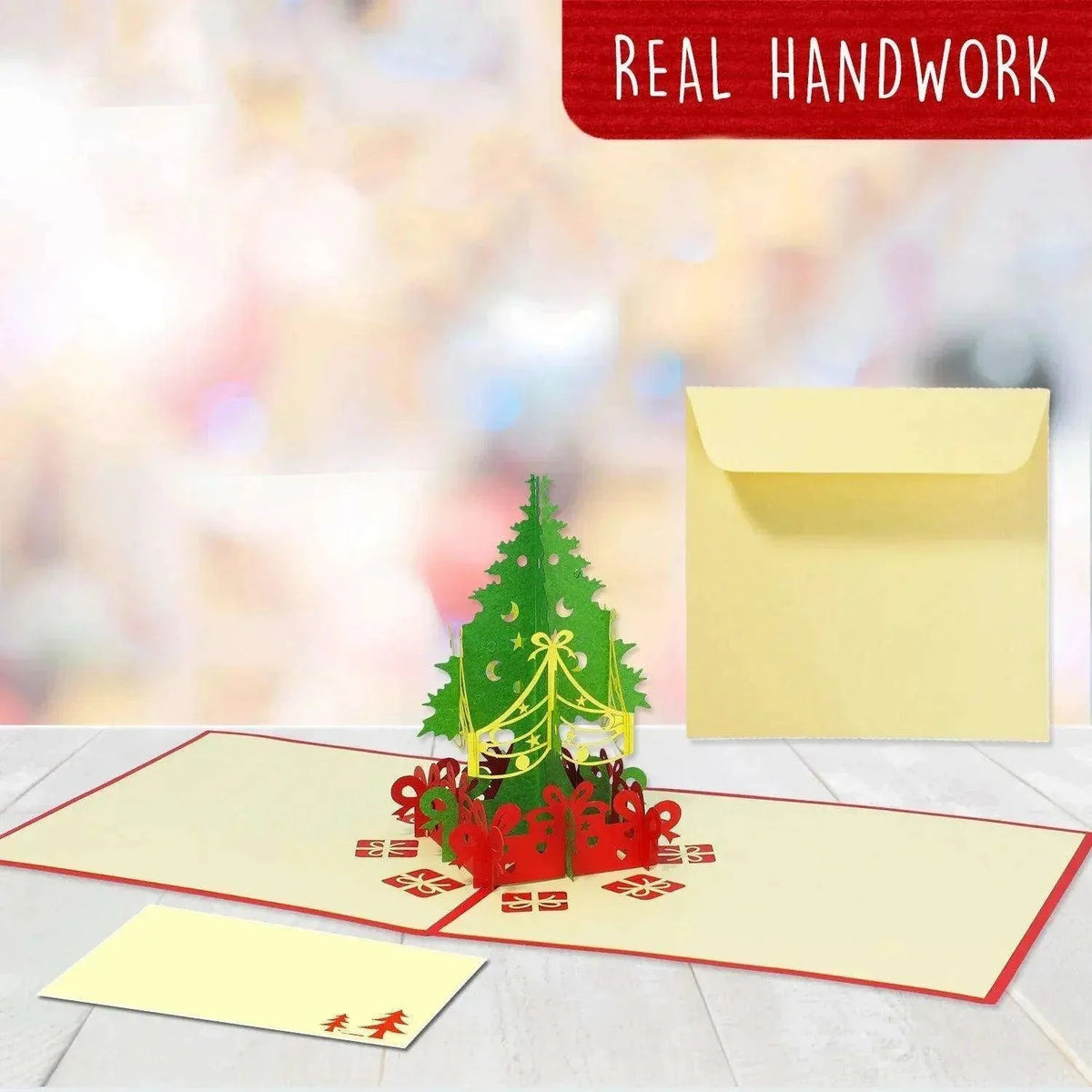 Pop Up Weihnachtskarte 3D - Weihnachtsbaum mit Geschenken, Tannenbaum, N425 - LINPopUp
