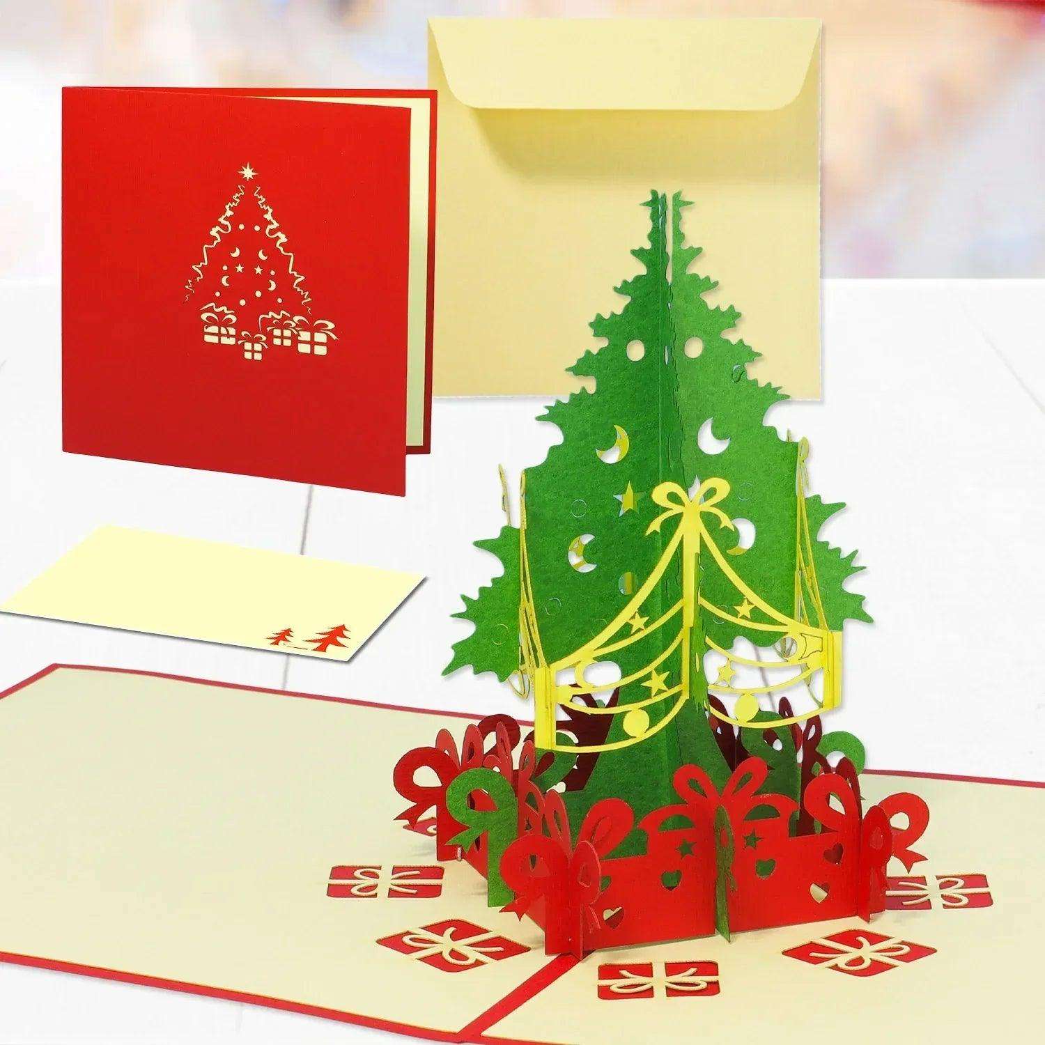 Pop Up Weihnachtskarte 3D - Weihnachtsbaum mit Geschenken, Tannenbaum, N425 LINPopUp N425