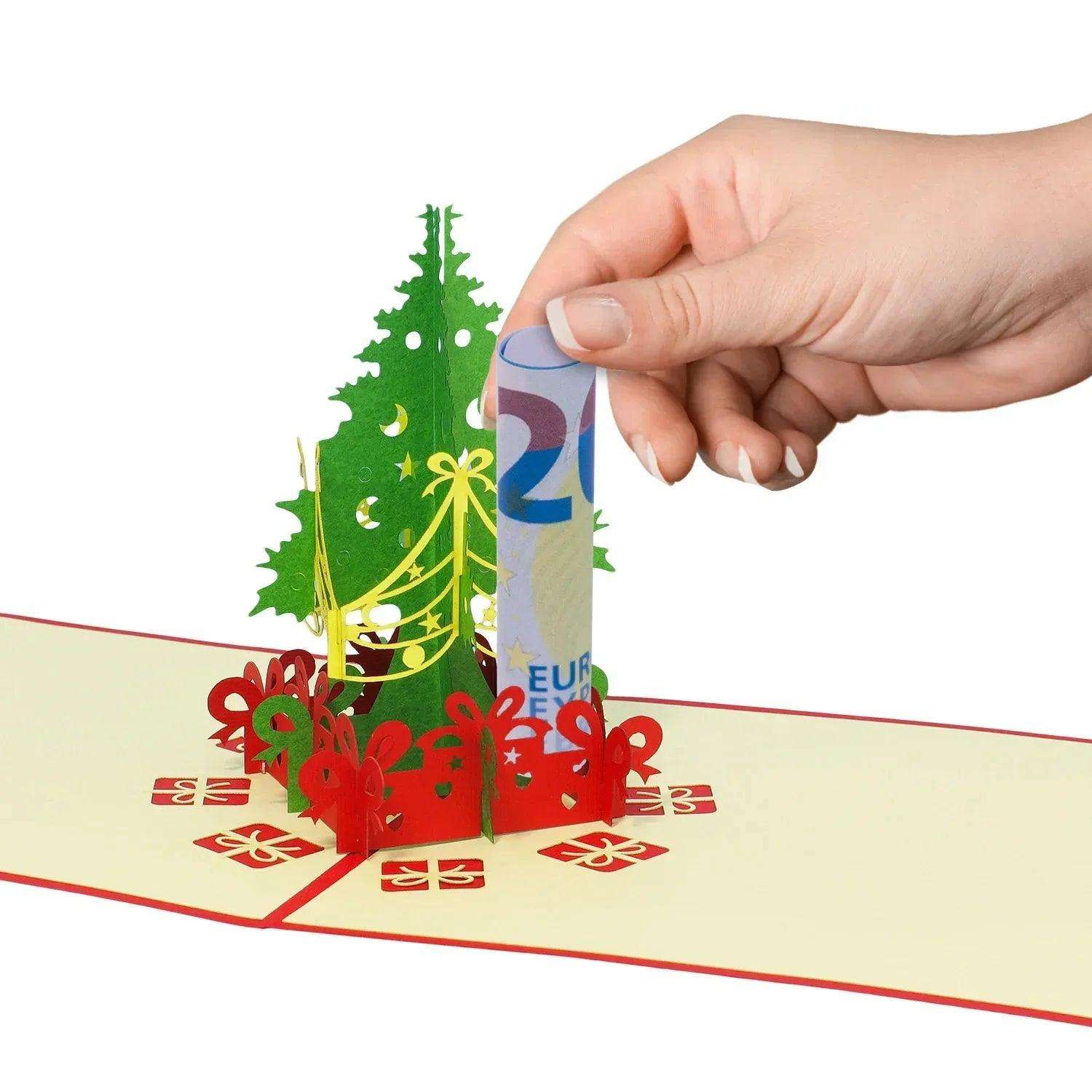 Pop Up Weihnachtskarte 3D - Weihnachtsbaum mit Geschenken, Tannenbaum, N425 LINPopUp N425