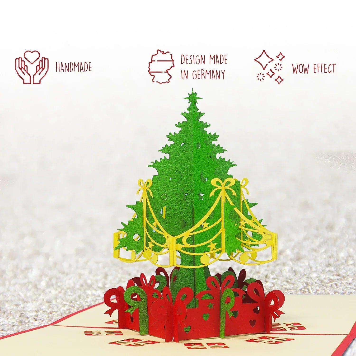 Pop Up Weihnachtskarte 3D - Weihnachtsbaum mit Geschenken, Tannenbaum, N425 LINPopUp N425