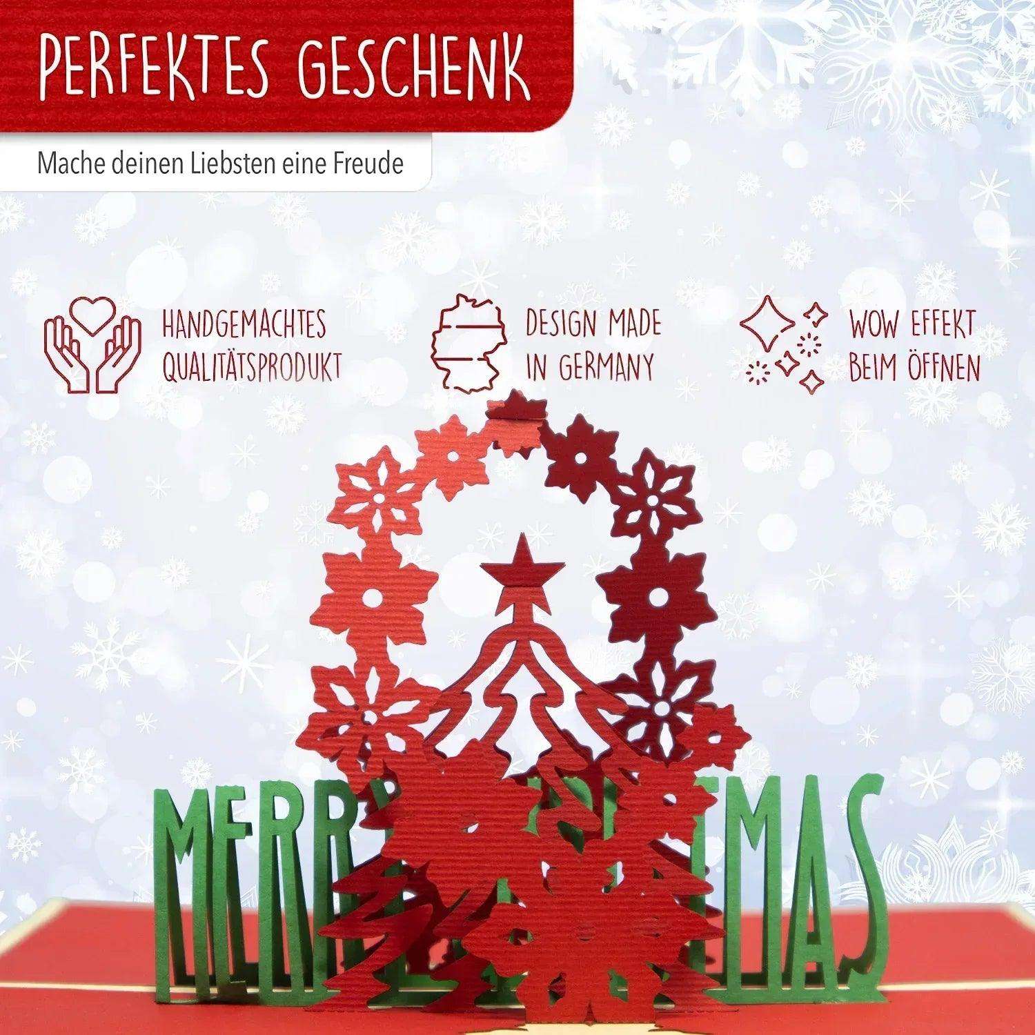 Pop Up Weihnachtskarte 3D - Weihnachtsbaum mit Schriftzug, N400 LINPopUp N400
