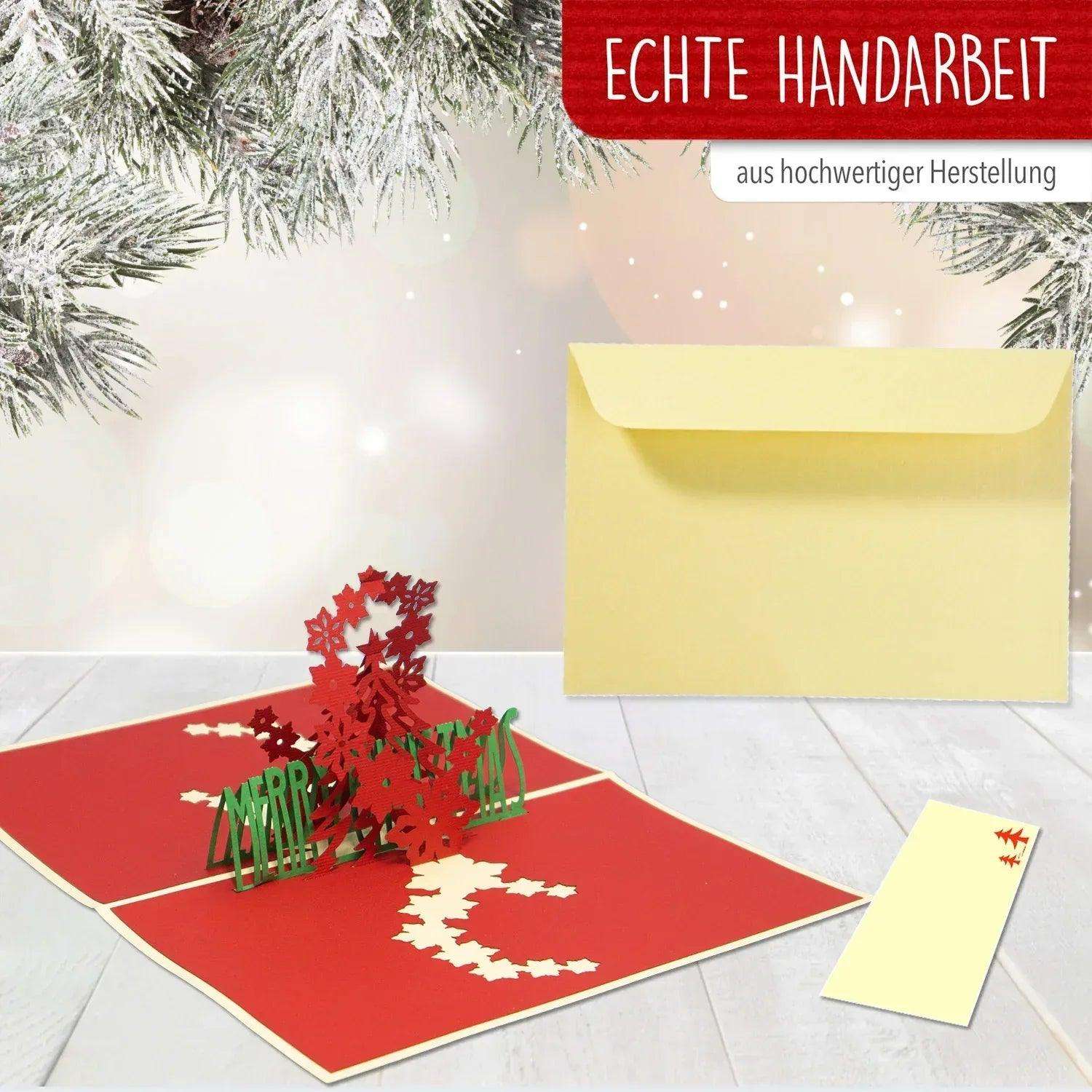 Pop Up Weihnachtskarte 3D - Weihnachtsbaum mit Schriftzug, N400 LINPopUp N400