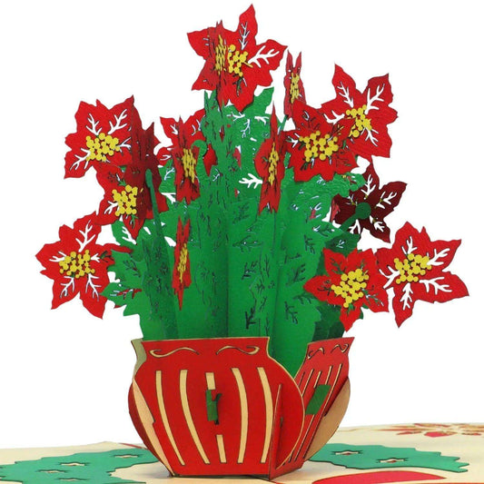 Pop Up Weihnachtskarte 3D - Weihnachtsblumen, Weihnachtssterne, N456 - LINPopUp