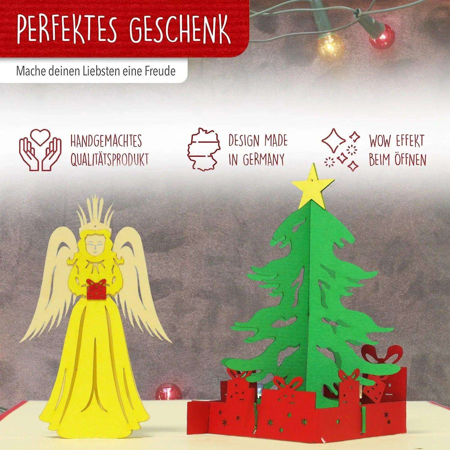 Pop Up Weihnachtskarte 3D - Weihnachtsengel, Christkind, Tannenbaum, N440 - LINPopUp