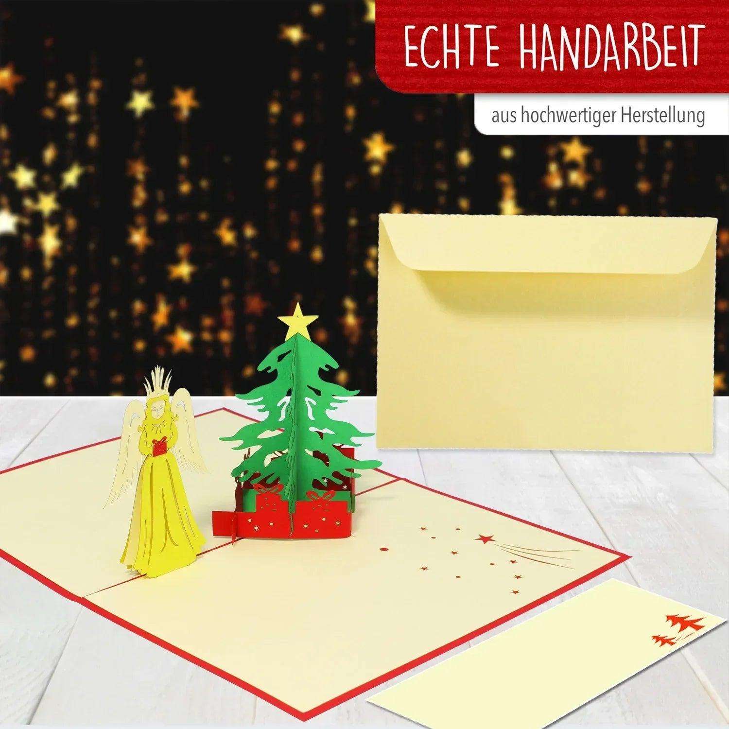 Pop Up Weihnachtskarte 3D - Weihnachtsengel, Christkind, Tannenbaum, N440 - LINPopUp