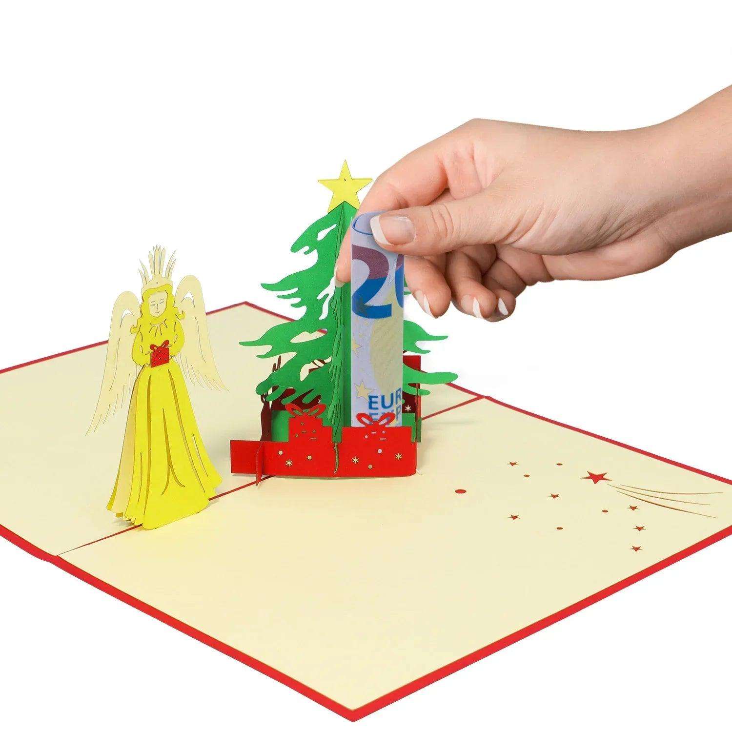 Pop Up Weihnachtskarte 3D - Weihnachtsengel, Christkind, Tannenbaum, N440 - LINPopUp