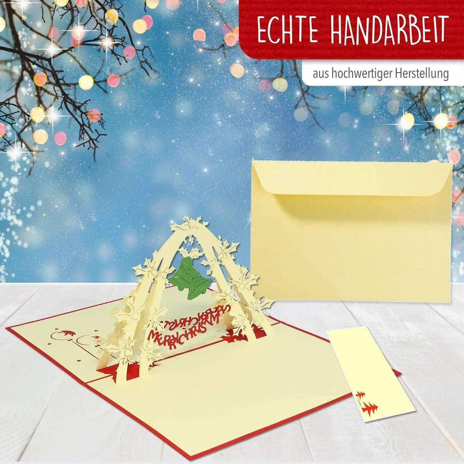 Pop Up Weihnachtskarte 3D - Weihnachtsglocken, N409 - LINPopUp