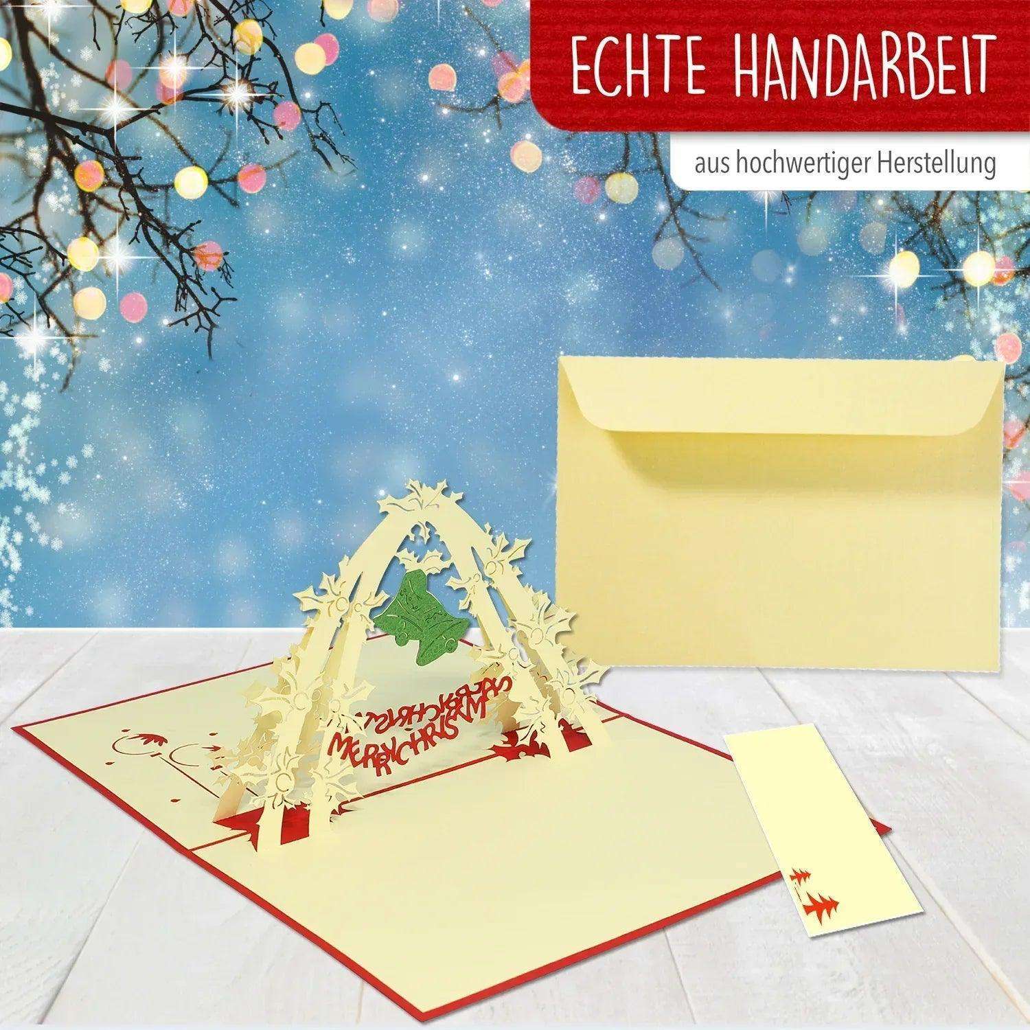 Pop Up Weihnachtskarte 3D - Weihnachtsglocken, N409 - LINPopUp