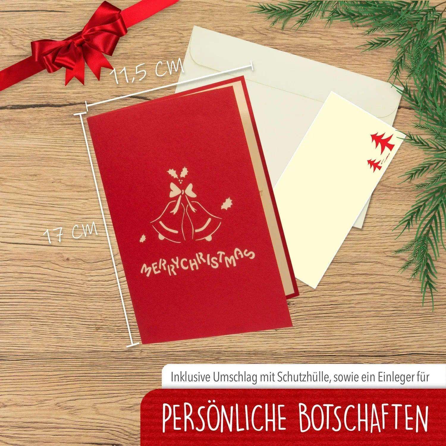 Pop Up Weihnachtskarte 3D - Weihnachtsglocken, N409 - LINPopUp