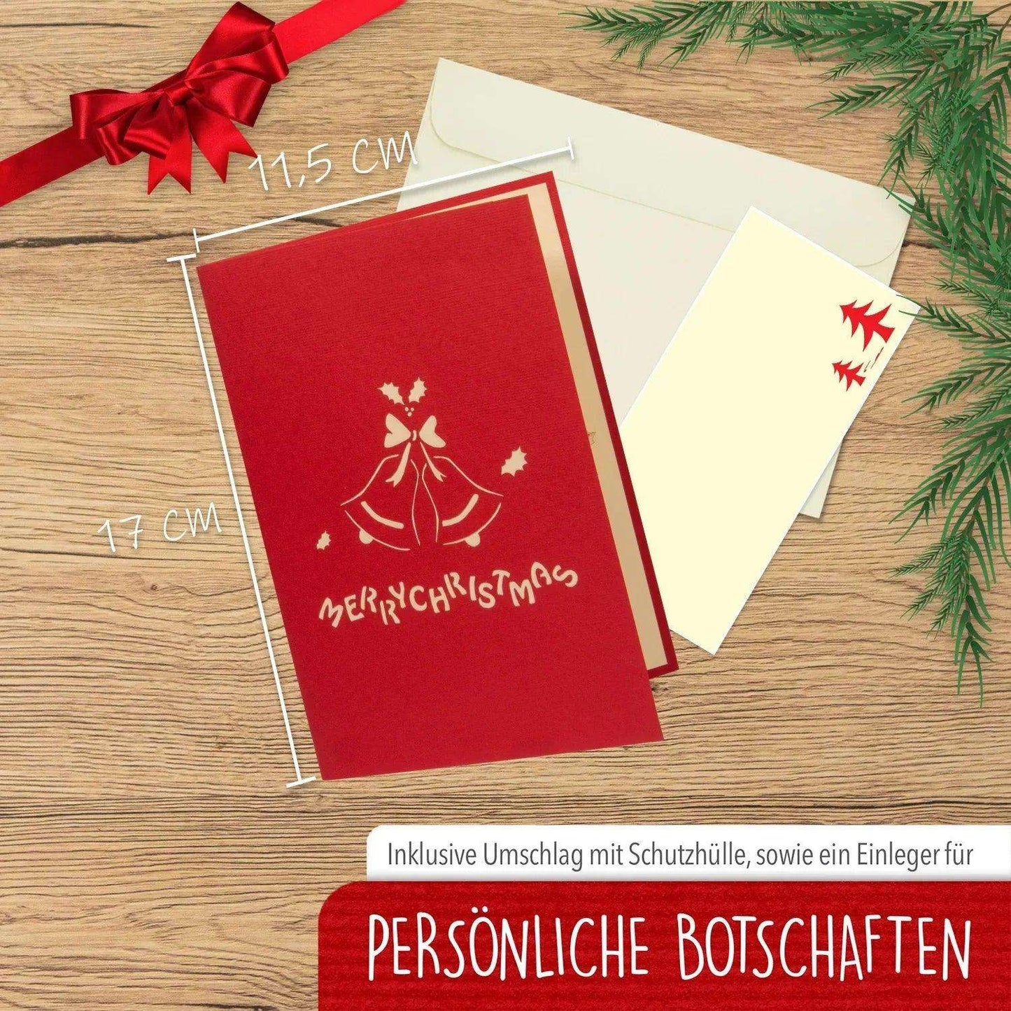 Pop Up Weihnachtskarte 3D - Weihnachtsglocken, N409 - LINPopUp