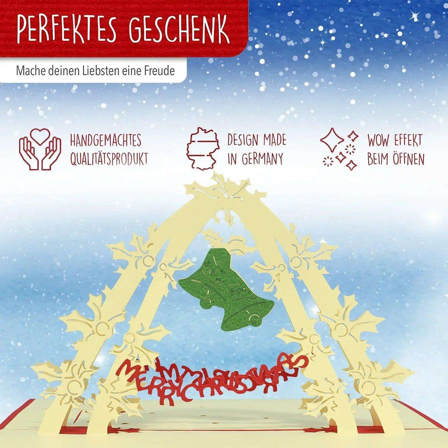 Pop Up Weihnachtskarte 3D - Weihnachtsglocken, N409 - LINPopUp