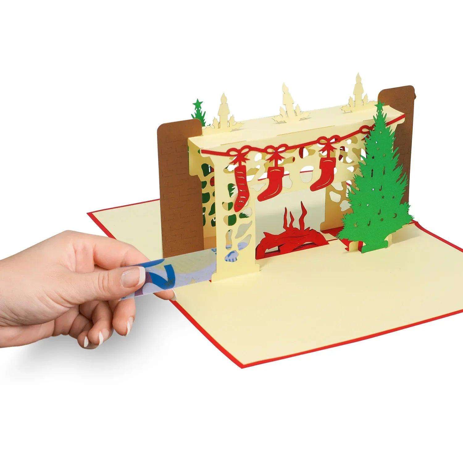Pop Up Weihnachtskarte 3D - Weihnachtskamin, N439 LINPopUp N439