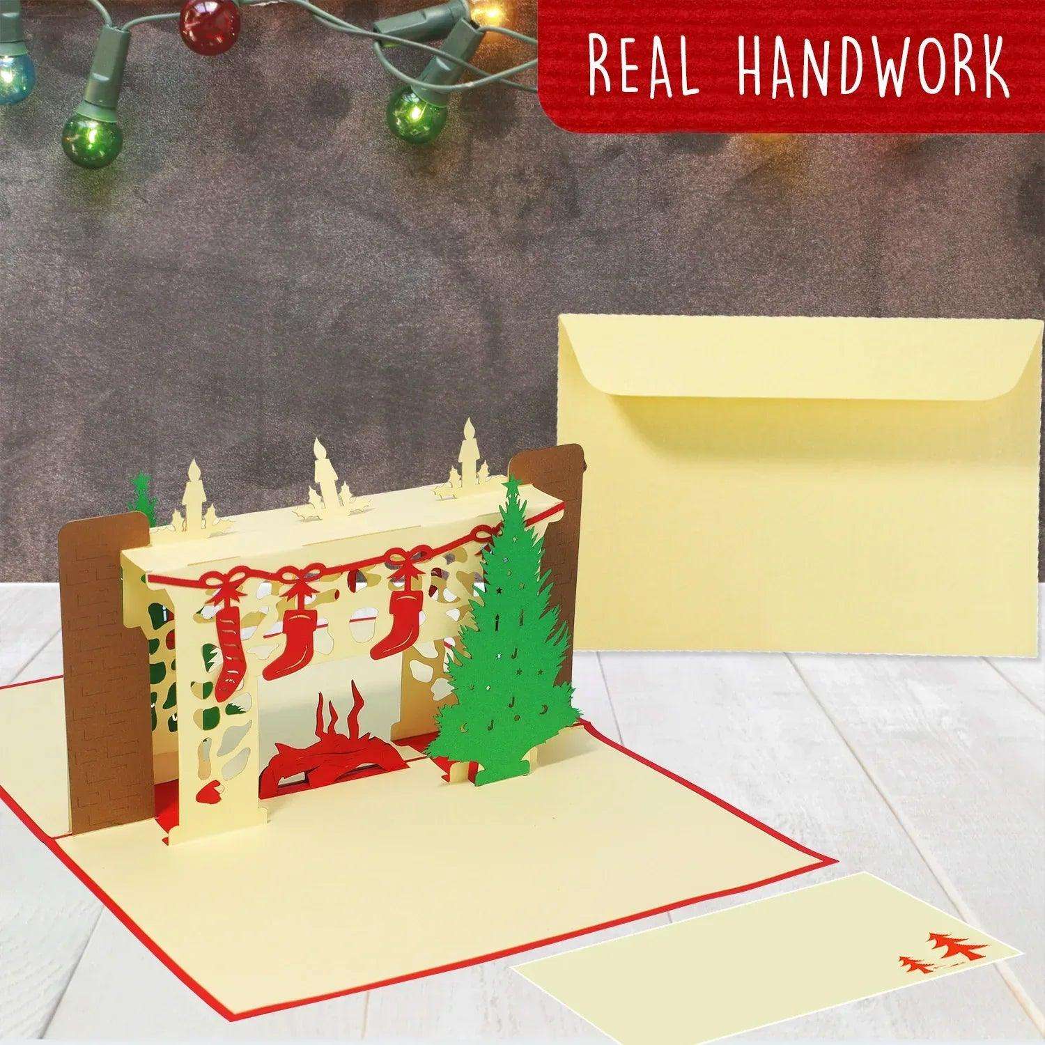 Pop Up Weihnachtskarte 3D - Weihnachtskamin, N439 LINPopUp N439