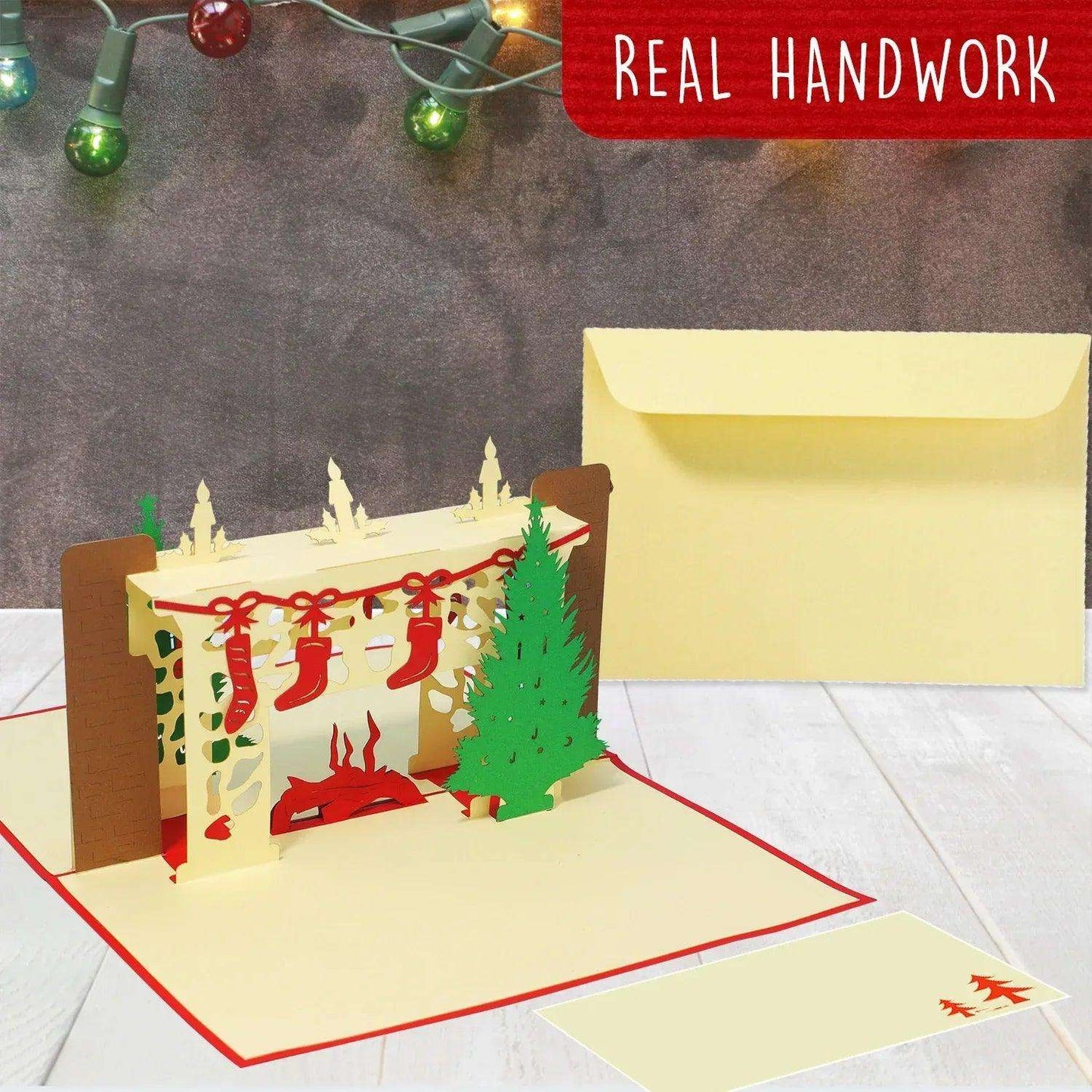 Pop Up Weihnachtskarte 3D - Weihnachtskamin, N439 - LINPopUp