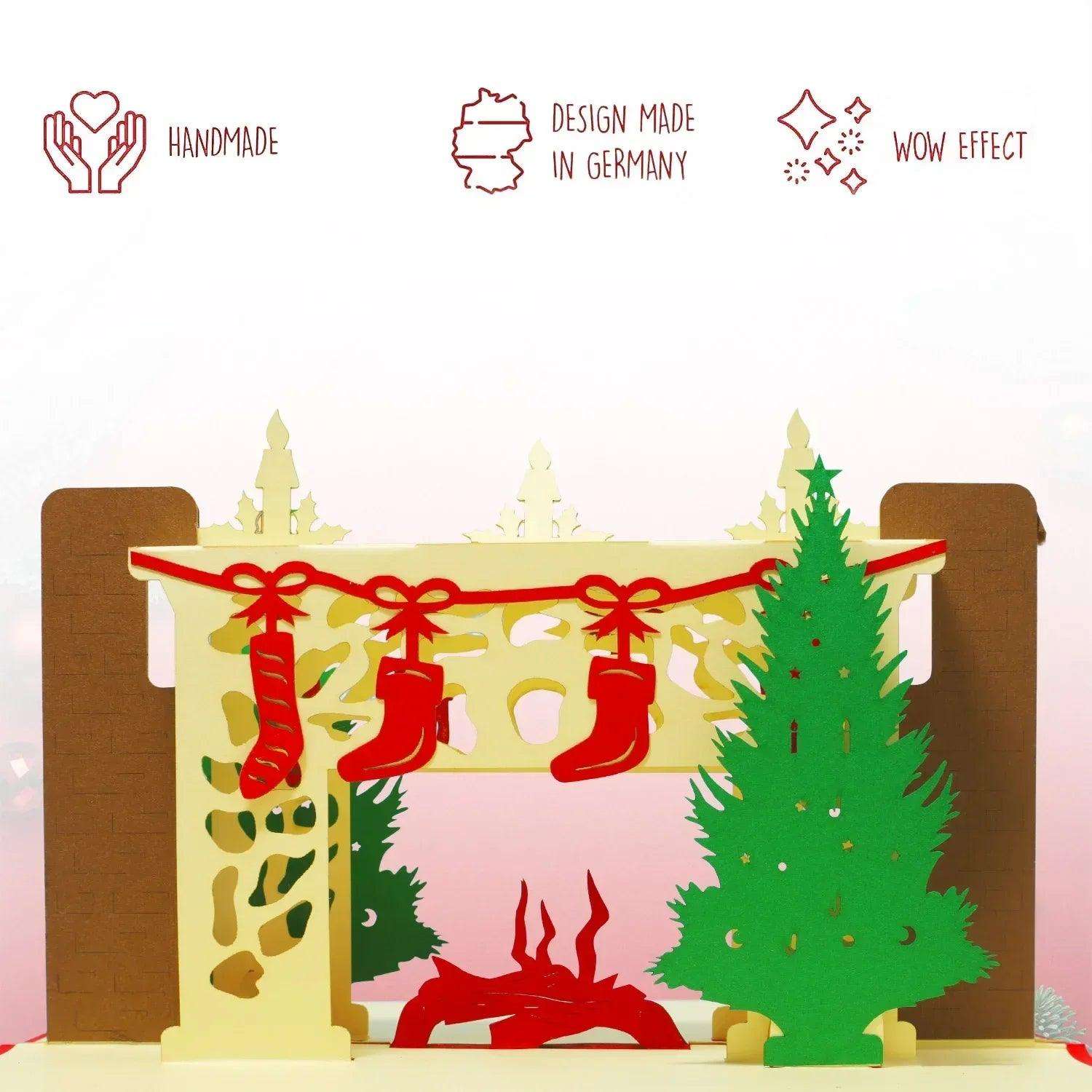 Pop Up Weihnachtskarte 3D - Weihnachtskamin, N439 LINPopUp N439