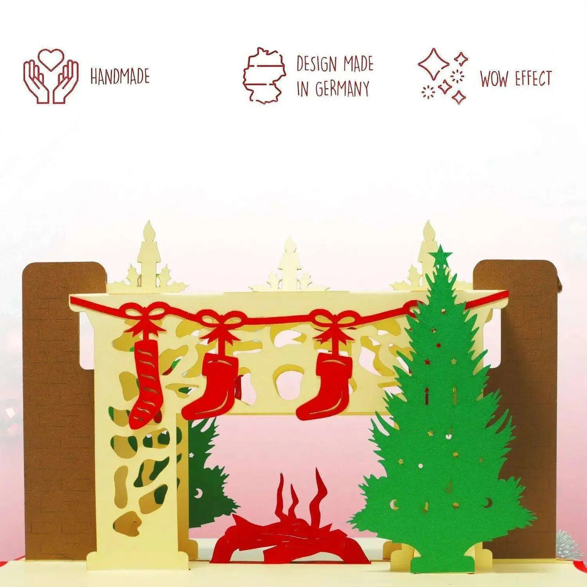 Pop Up Weihnachtskarte 3D - Weihnachtskamin, N439 - LINPopUp