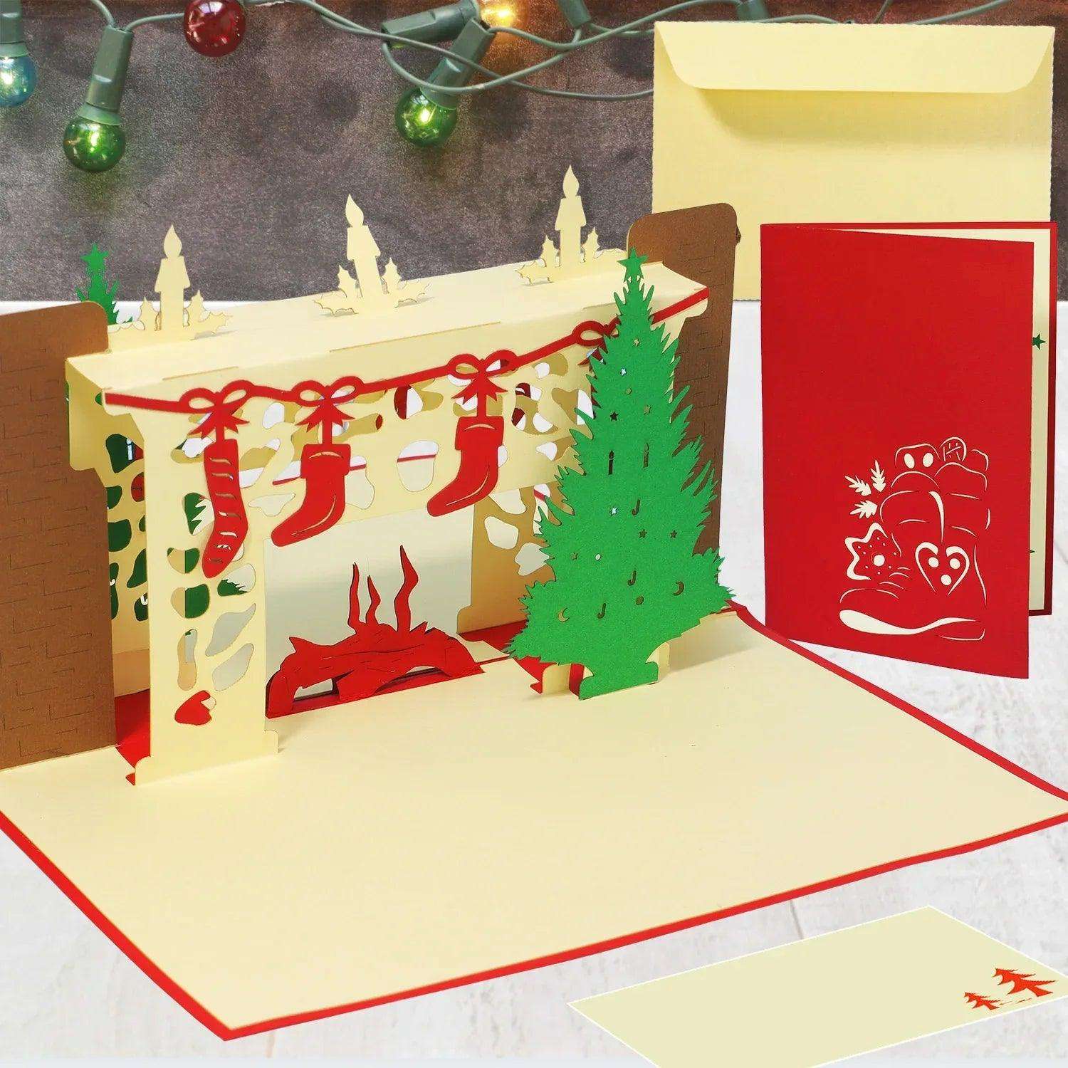 Pop Up Weihnachtskarte 3D - Weihnachtskamin, N439 LINPopUp N439
