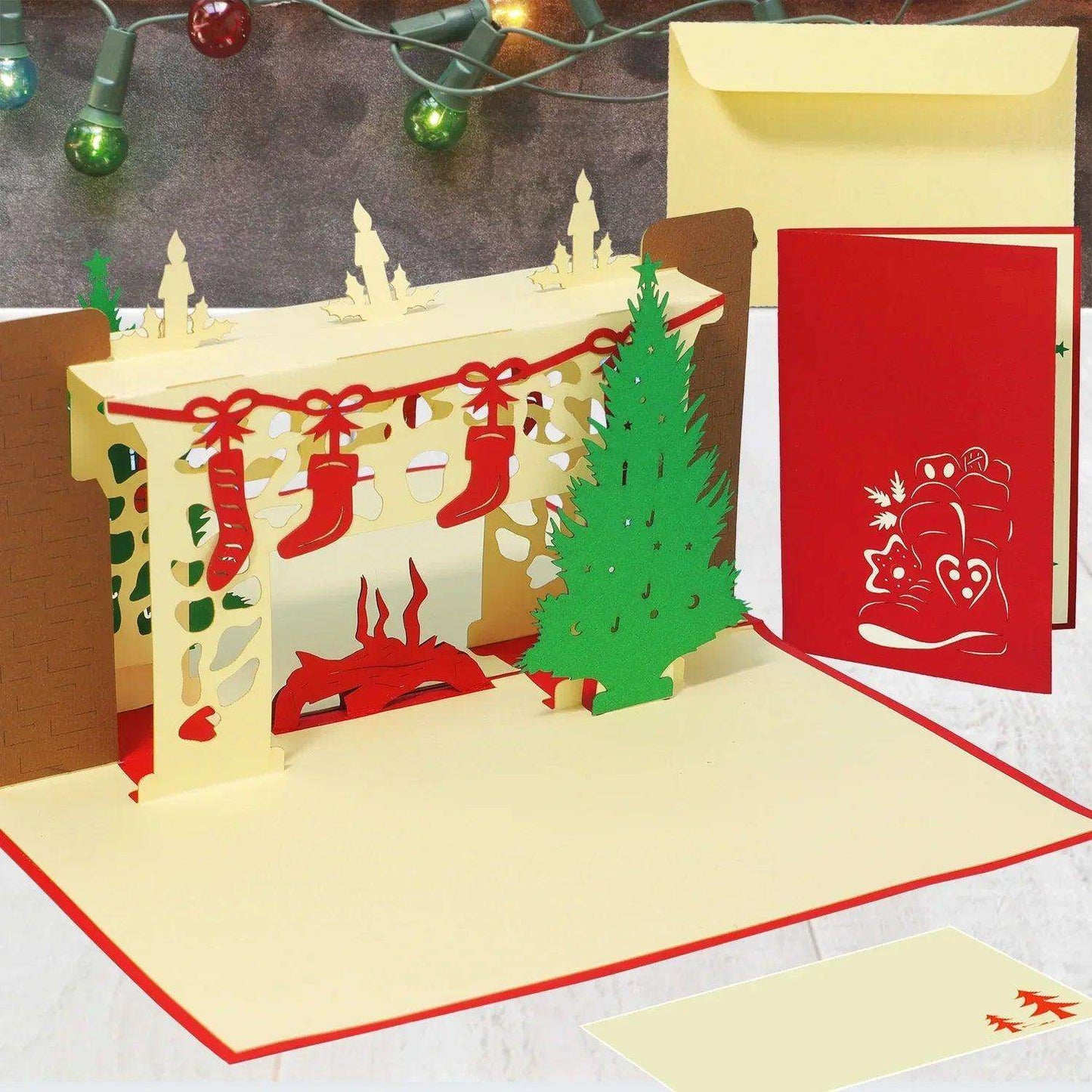 Pop Up Weihnachtskarte 3D - Weihnachtskamin, N439 - LINPopUp