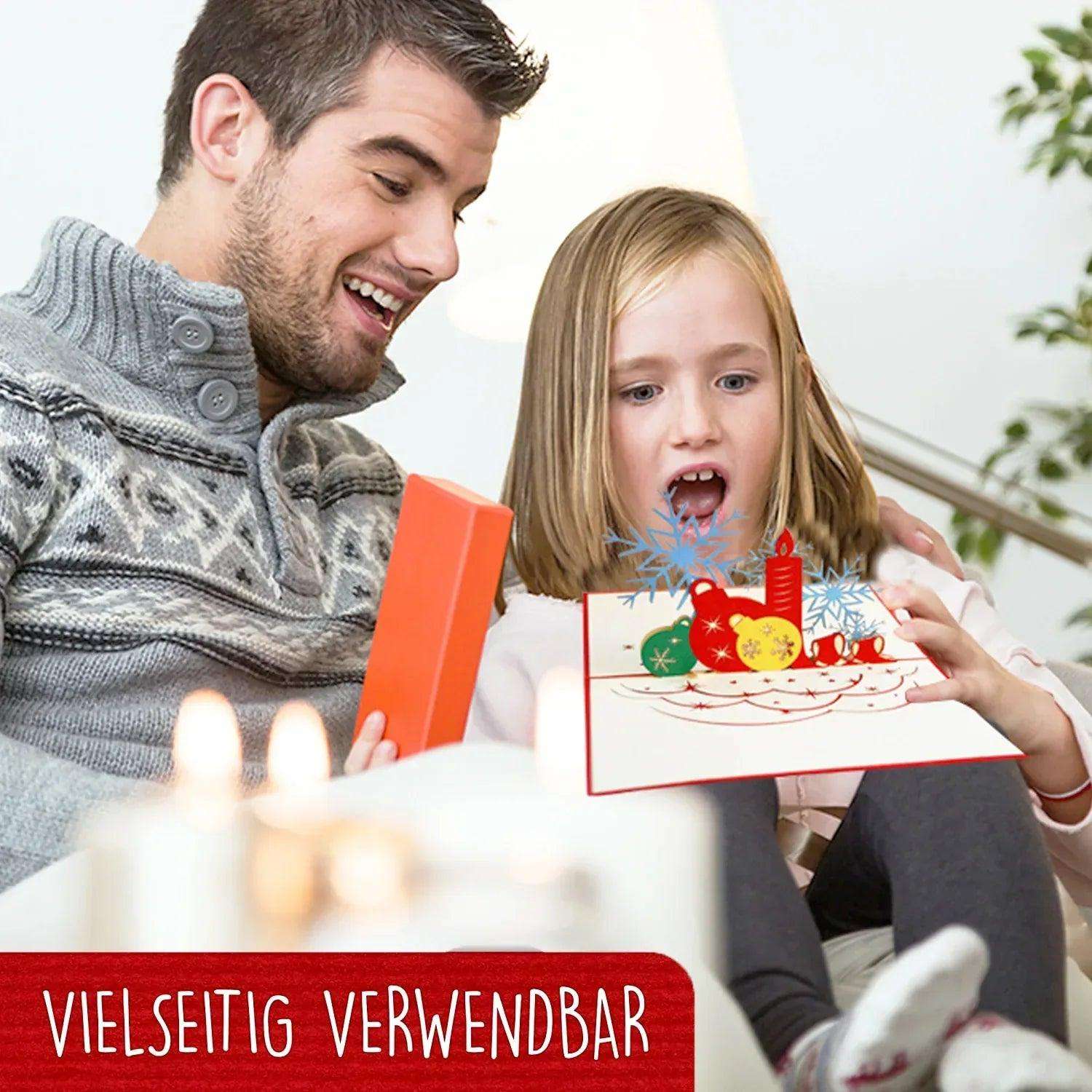 Pop Up Weihnachtskarte 3D - Weihnachtskerzen & Weihnachtskugeln, N452 - LINPopUp
