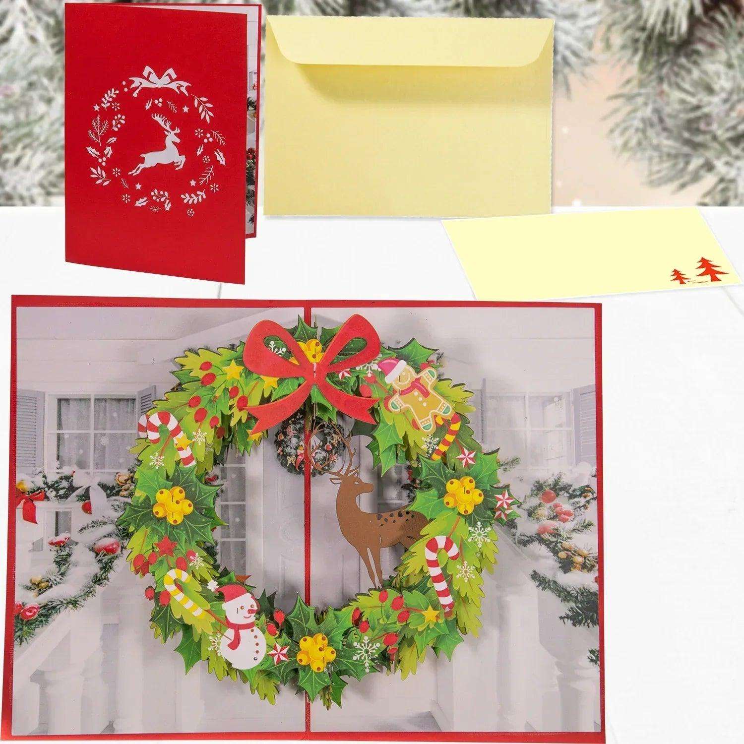Pop Up Weihnachtskarte 3D - Weihnachtskranz, N433 LINPopUp N433