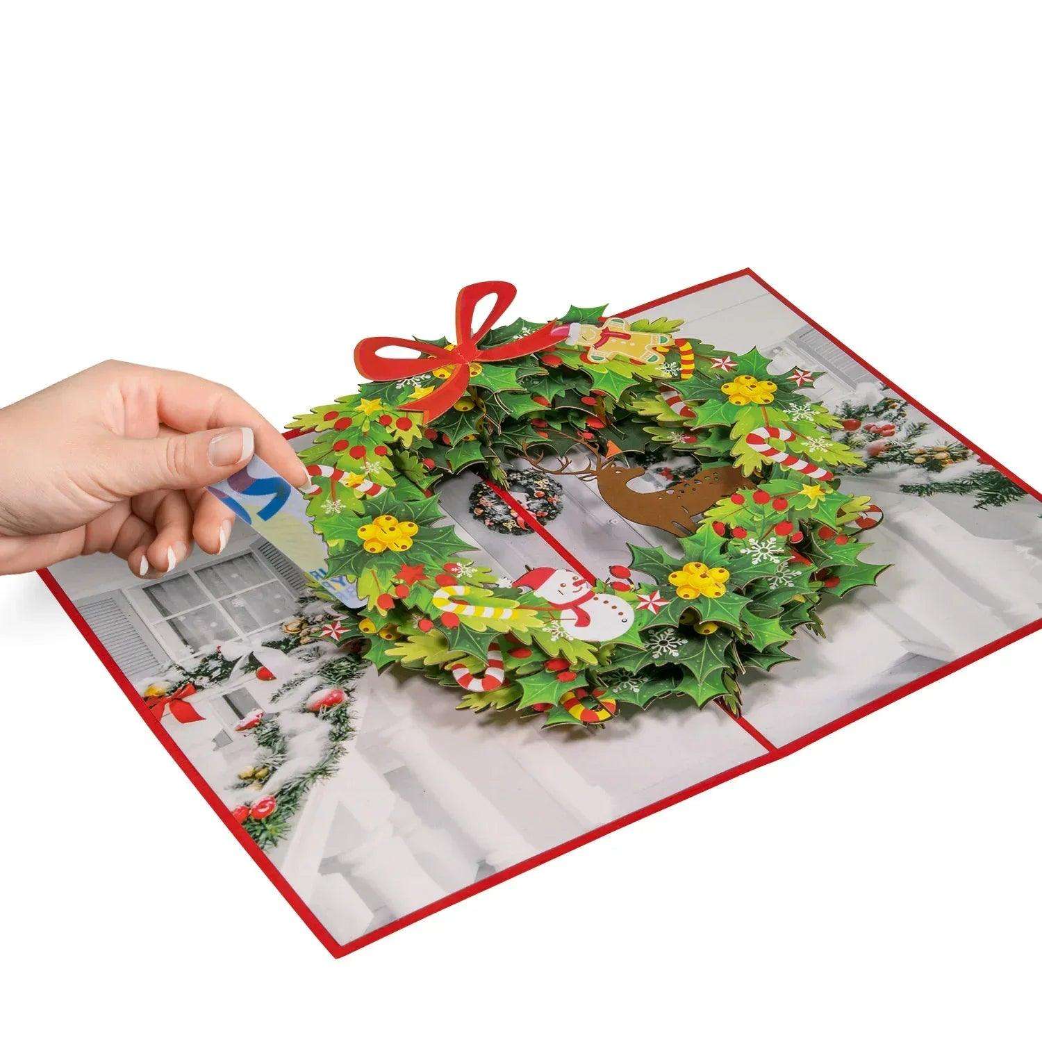 Pop Up Weihnachtskarte 3D - Weihnachtskranz, N433 LINPopUp N433