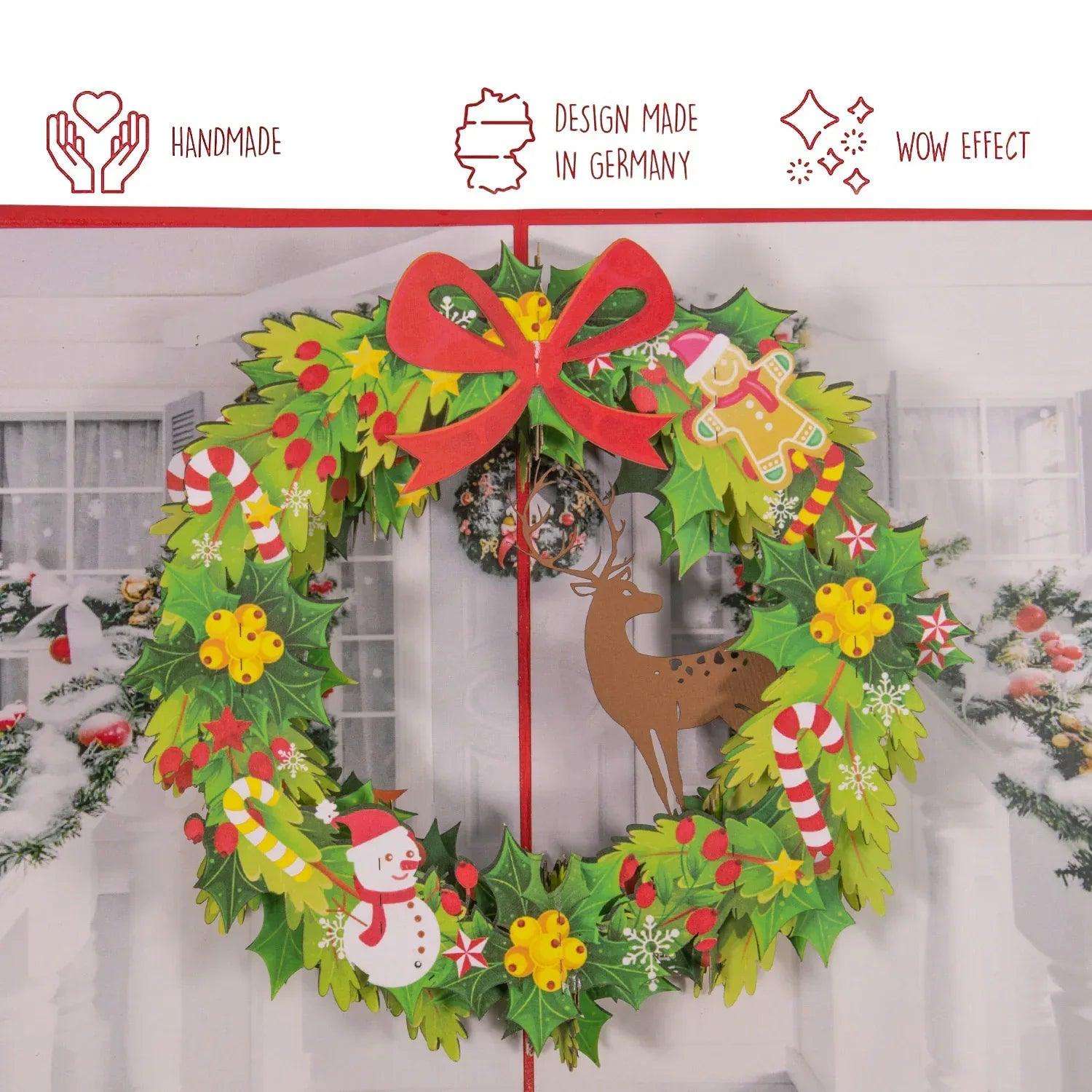 Pop Up Weihnachtskarte 3D - Weihnachtskranz, N433 LINPopUp N433