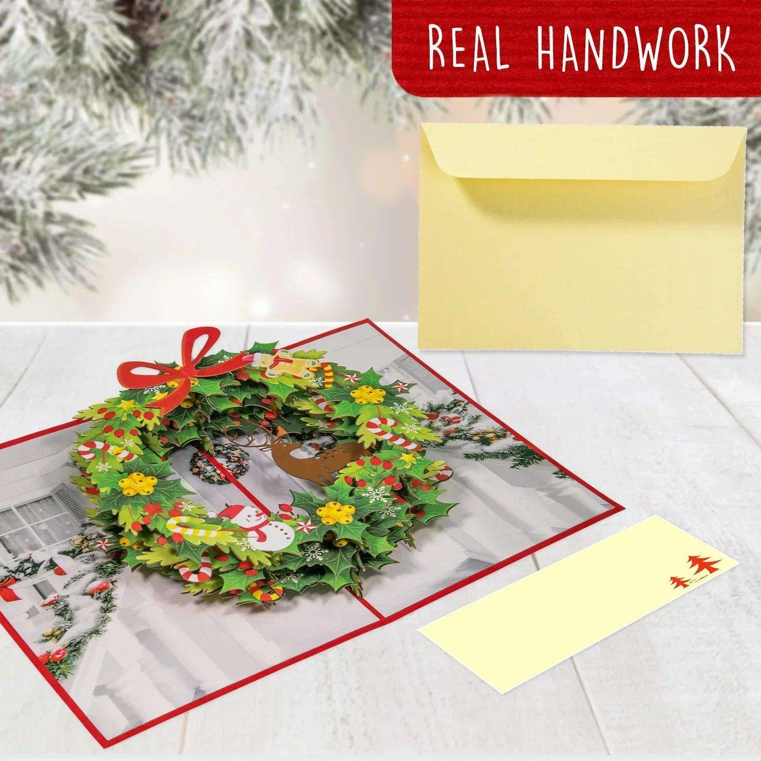 Pop Up Weihnachtskarte 3D - Weihnachtskranz, N433 LINPopUp N433