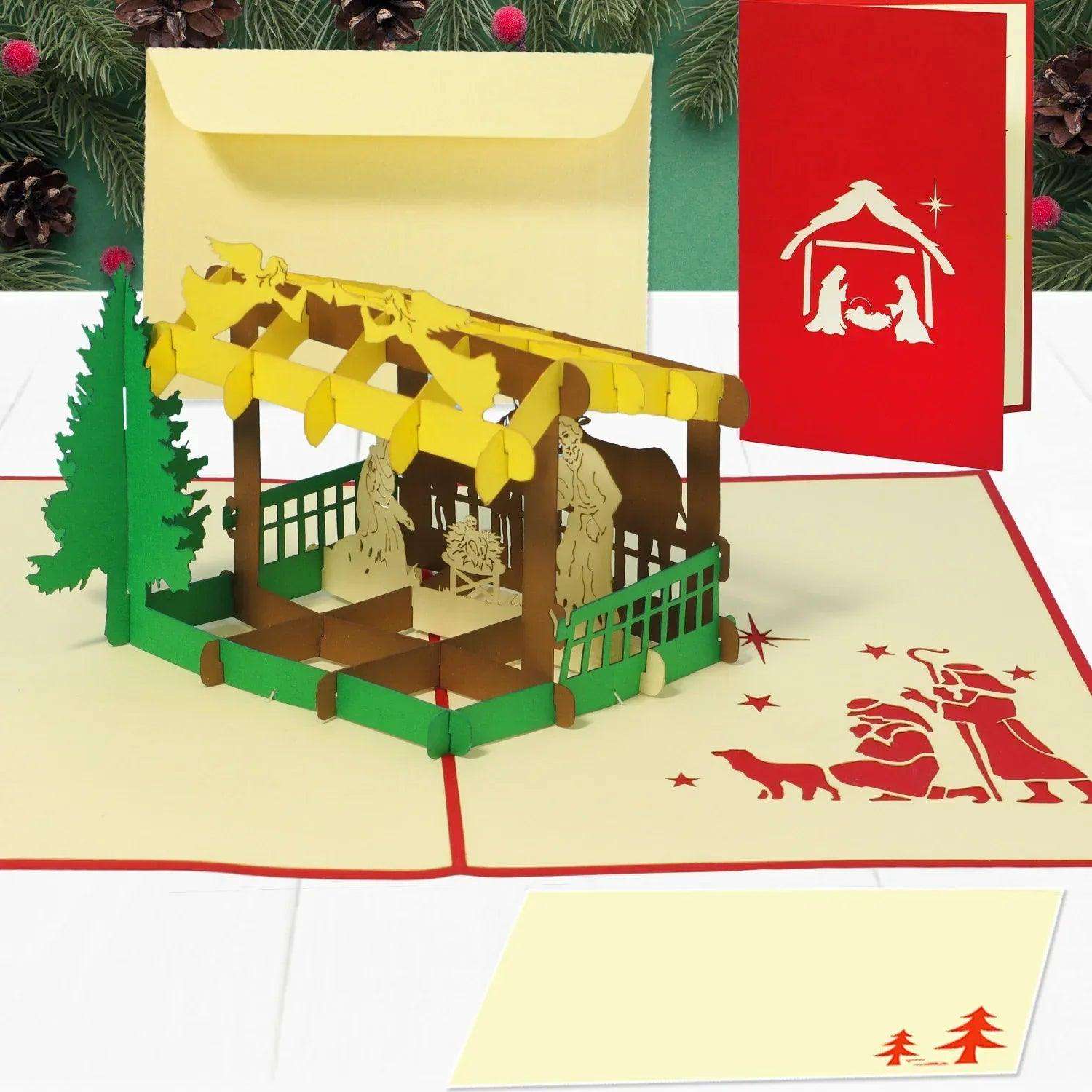 Pop Up Weihnachtskarte 3D - Weihnachtskrippe, Krippe, N443 LINPopUp N443