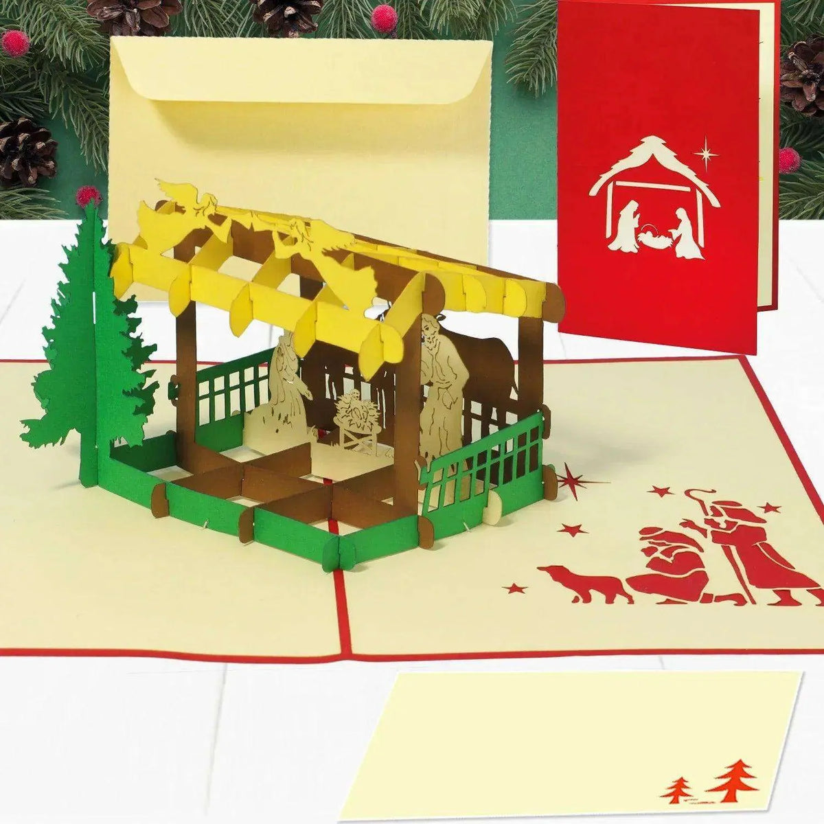Pop Up Weihnachtskarte 3D - Weihnachtskrippe, Krippe, N443 - LINPopUp