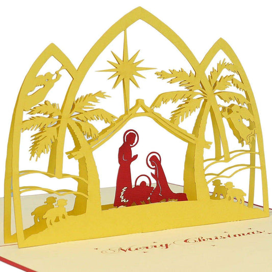 Pop Up Weihnachtskarte 3D - Weihnachtskrippe, Krippe, N426 - LINPopUp