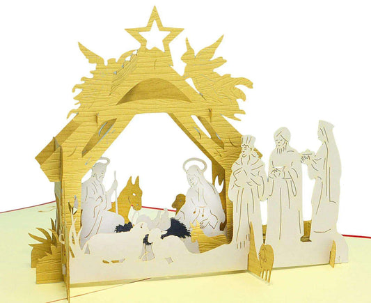 Pop Up Weihnachtskarte 3D - Weihnachtskrippe, Krippe, N422 - LINPopUp