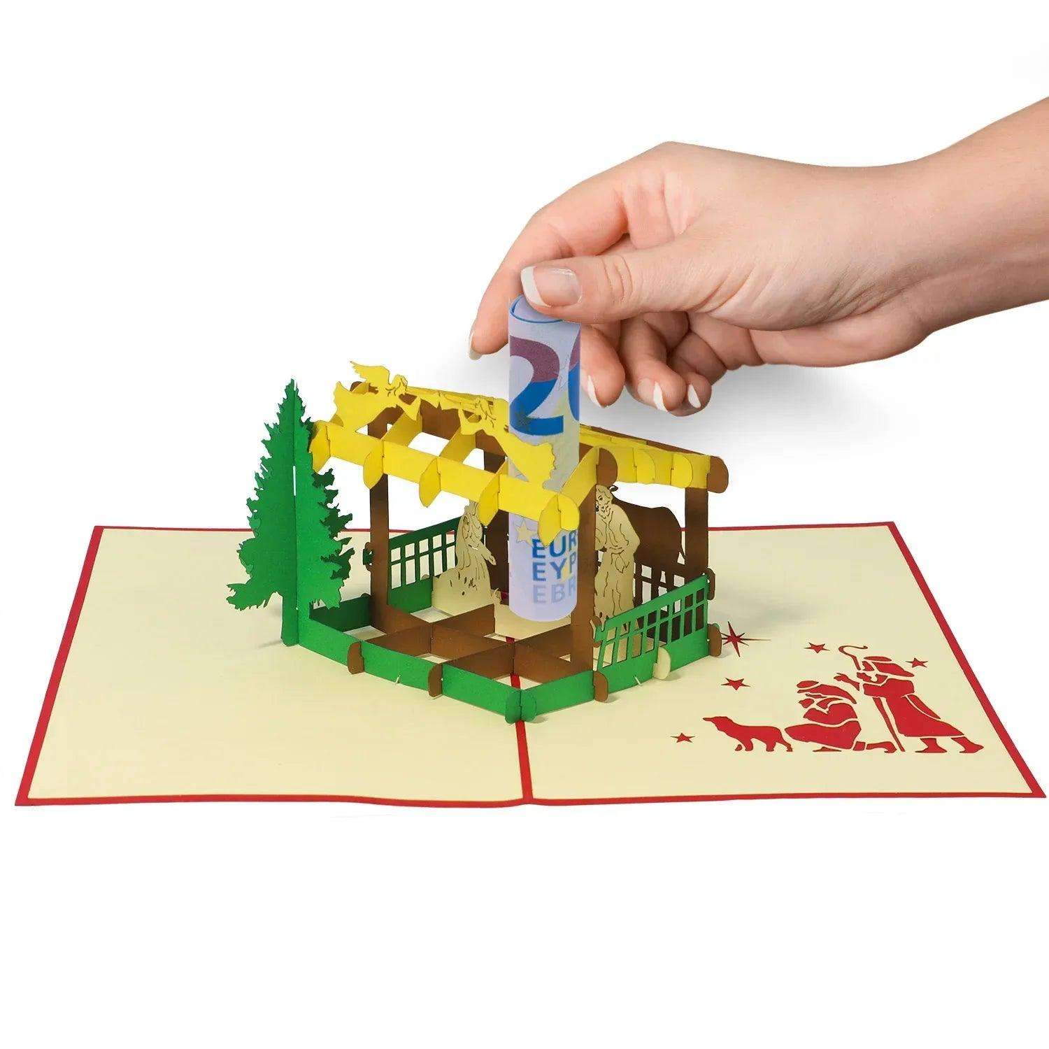Pop Up Weihnachtskarte 3D - Weihnachtskrippe, Krippe, N443 LINPopUp N443