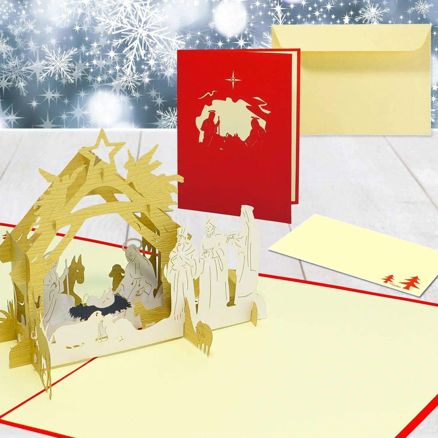 Pop Up Weihnachtskarte 3D - Weihnachtskrippe, Krippe, N422 LINPopUp N422