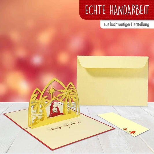 Pop Up Weihnachtskarte 3D - Weihnachtskrippe, Krippe, N426 - LINPopUp