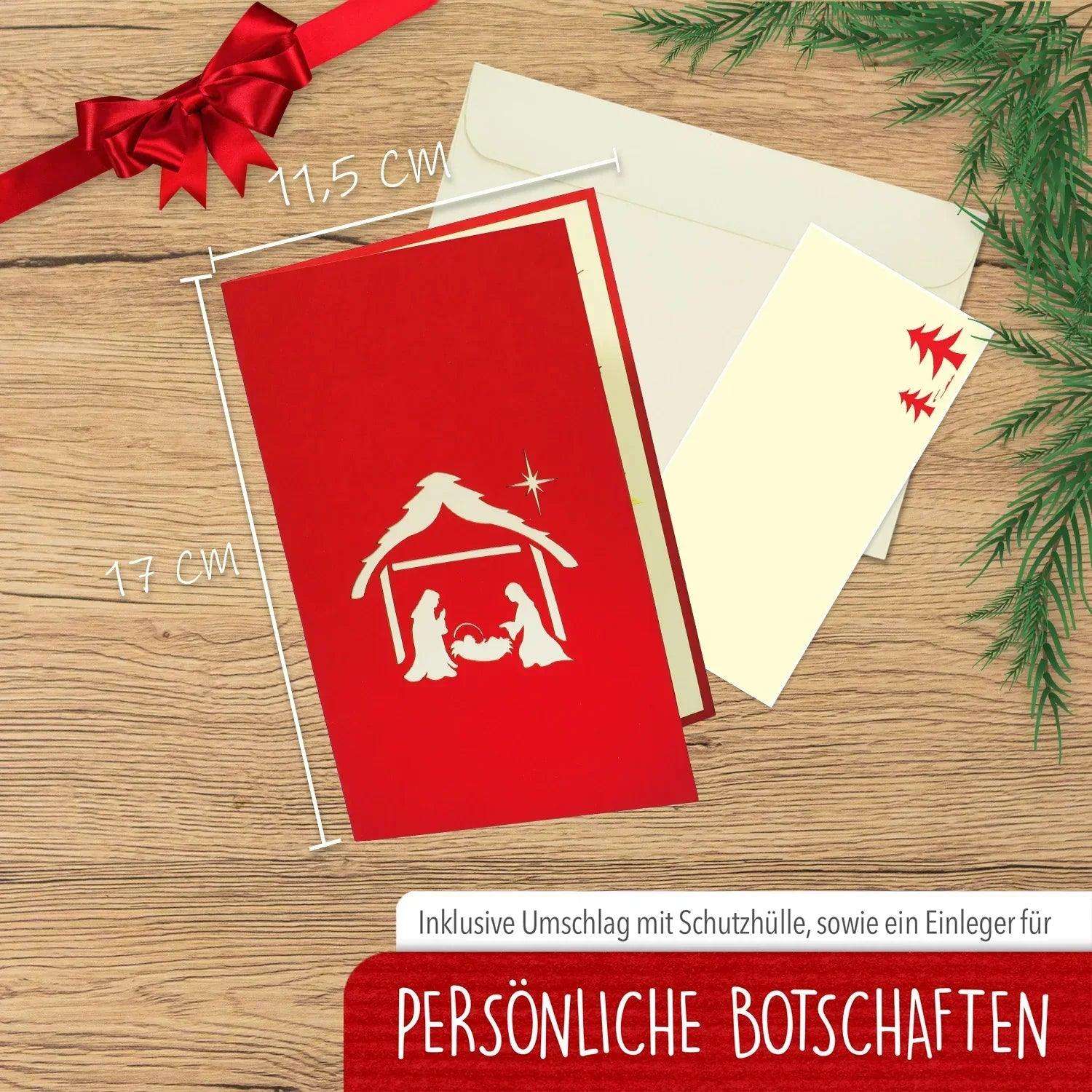 Pop Up Weihnachtskarte 3D - Weihnachtskrippe, Krippe, N443 LINPopUp N443