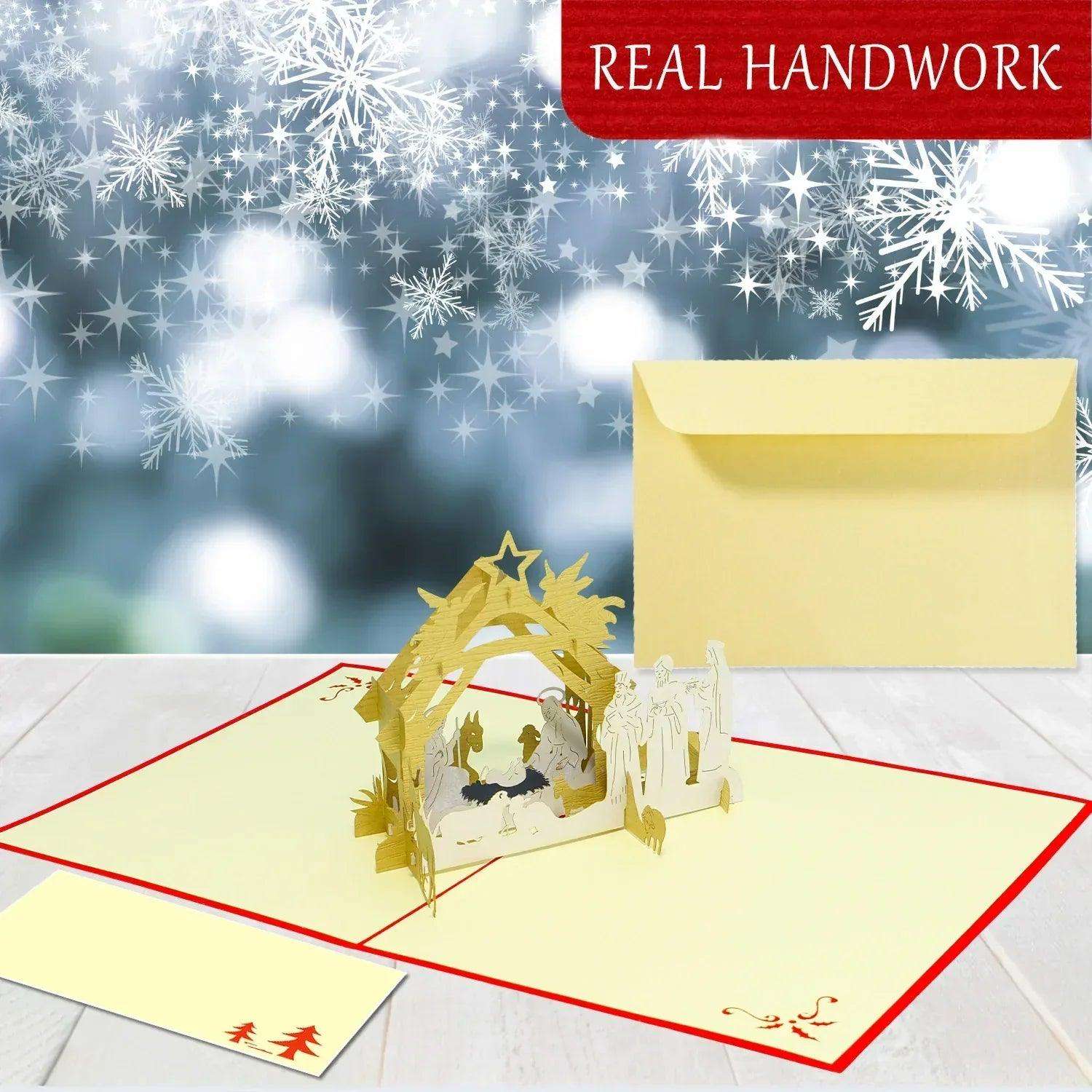 Pop Up Weihnachtskarte 3D - Weihnachtskrippe, Krippe, N422 LINPopUp N422