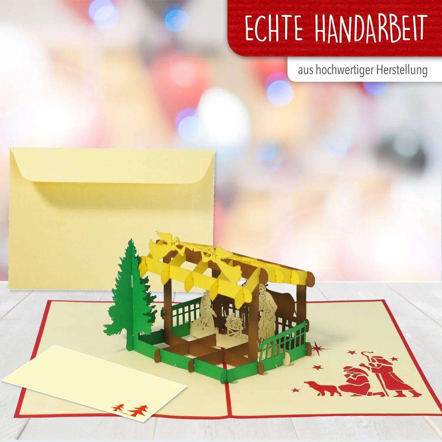 Pop Up Weihnachtskarte 3D - Weihnachtskrippe, Krippe, N443 LINPopUp N443