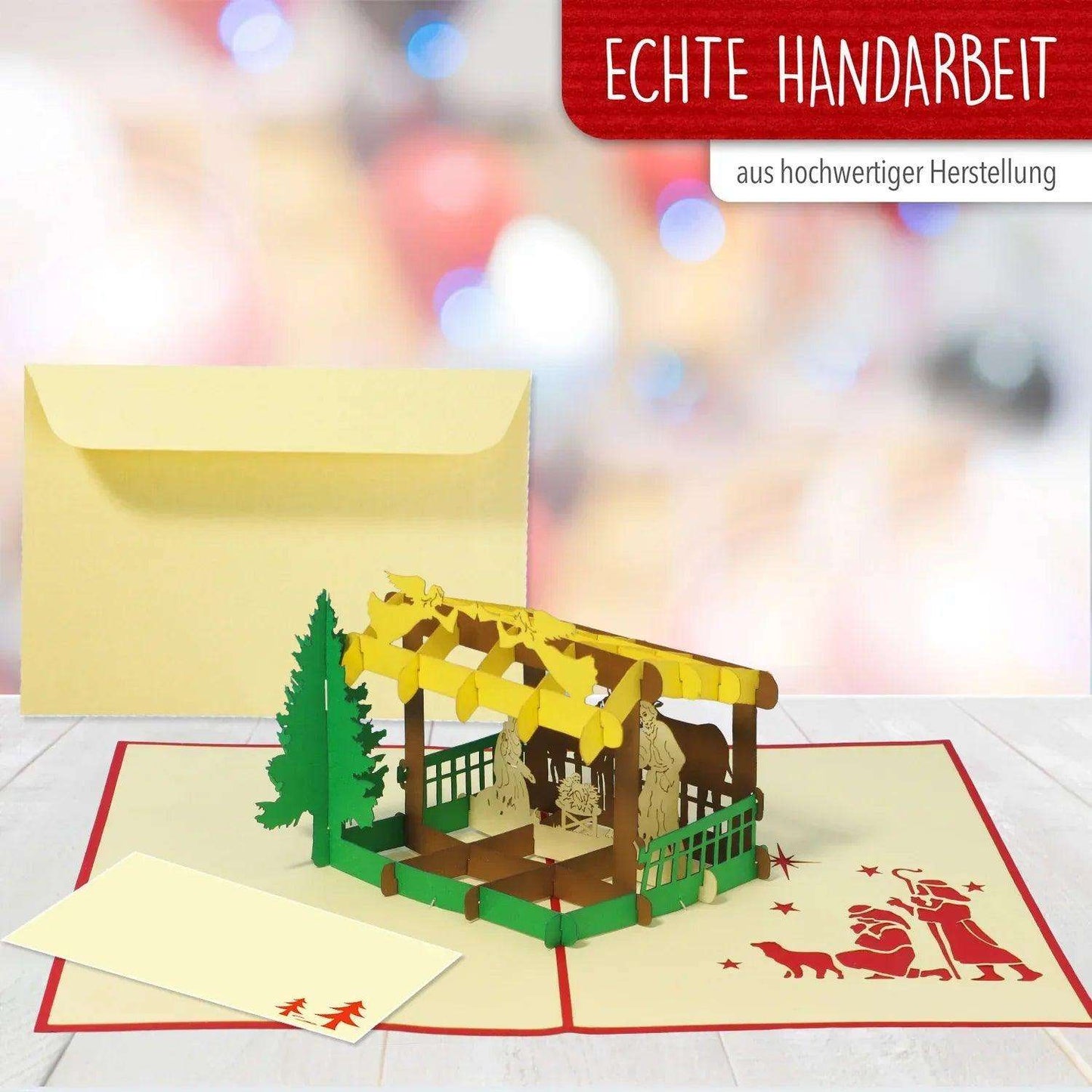 Pop Up Weihnachtskarte 3D - Weihnachtskrippe, Krippe, N443 - LINPopUp
