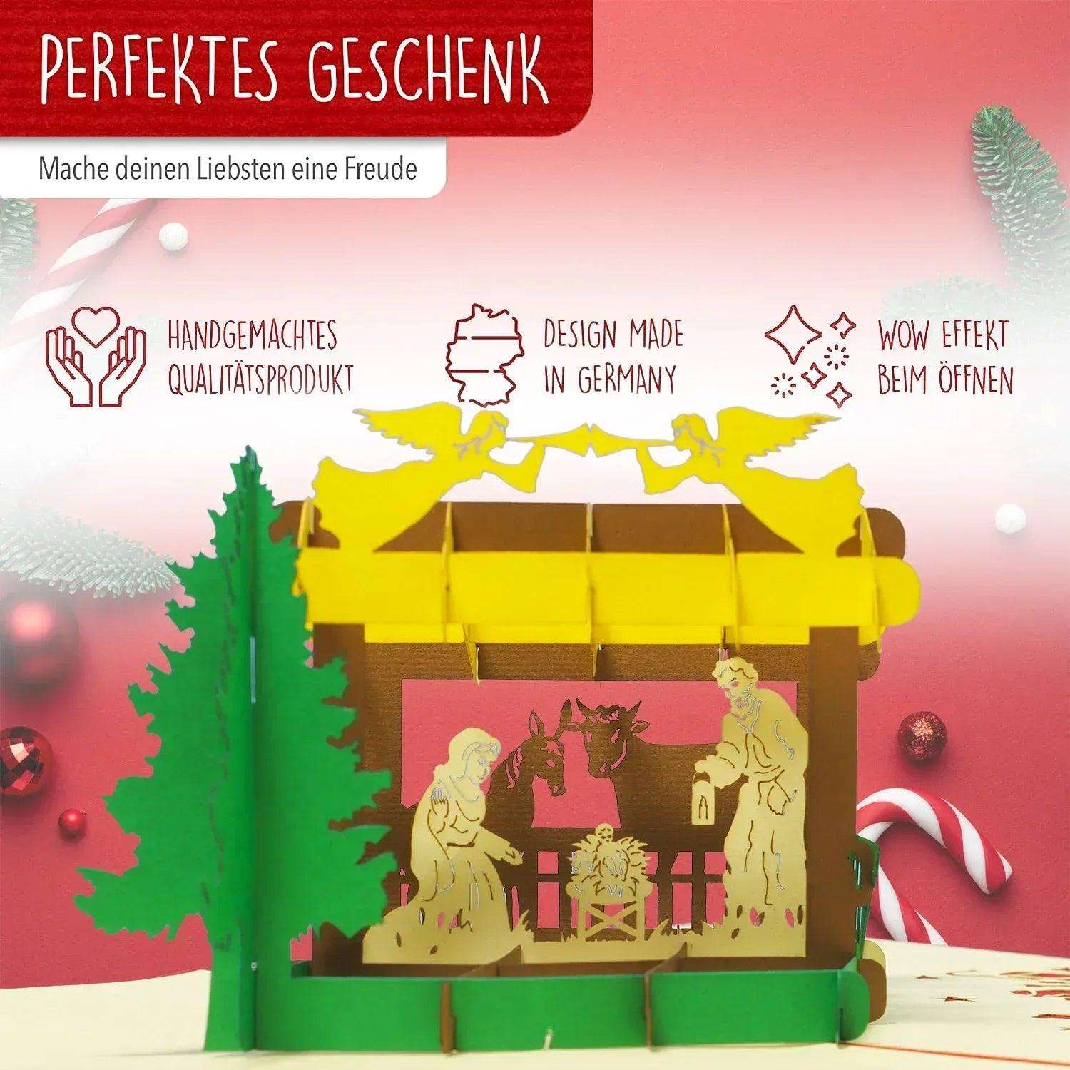 Pop Up Weihnachtskarte 3D - Weihnachtskrippe, Krippe, N443 LINPopUp N443