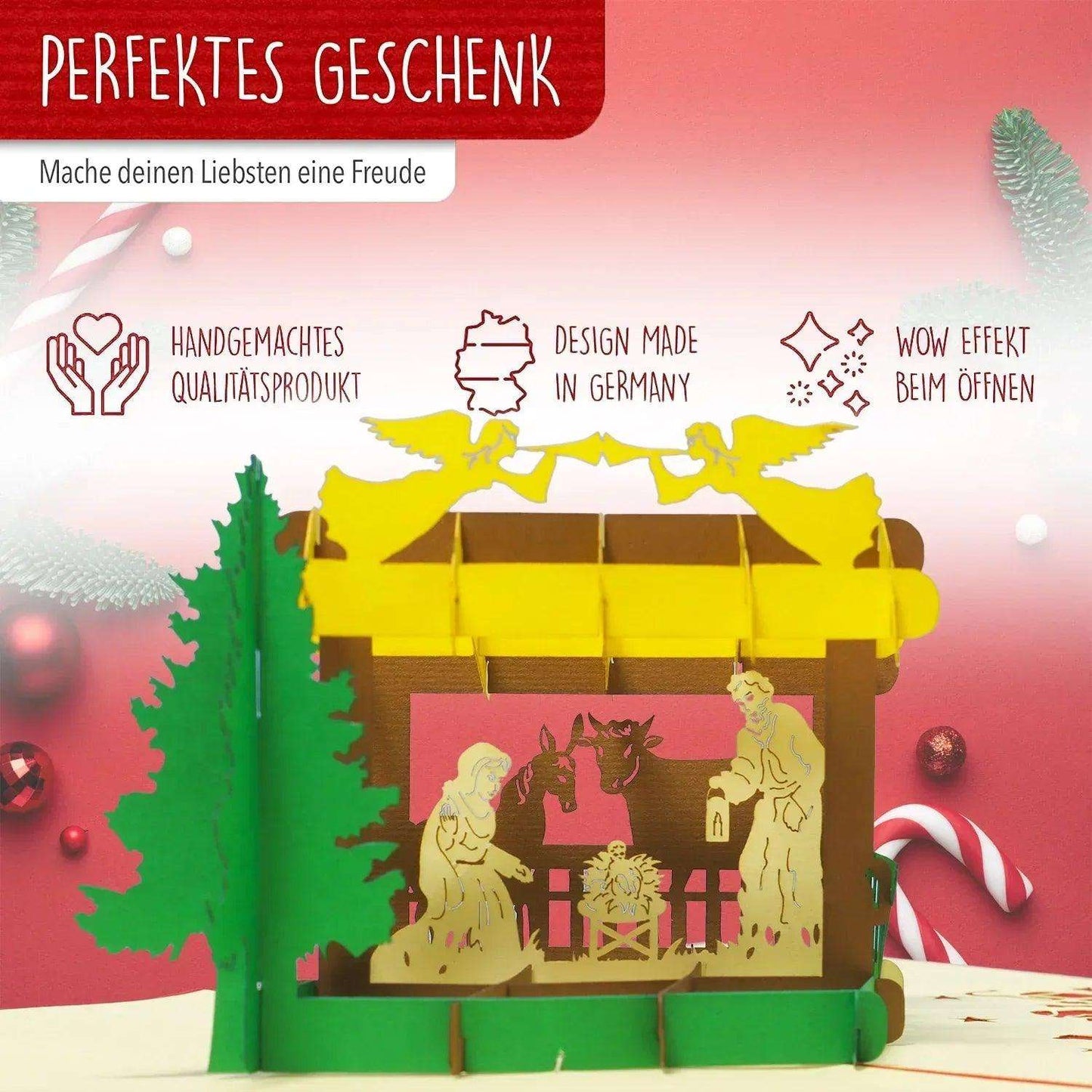 Pop Up Weihnachtskarte 3D - Weihnachtskrippe, Krippe, N443 - LINPopUp