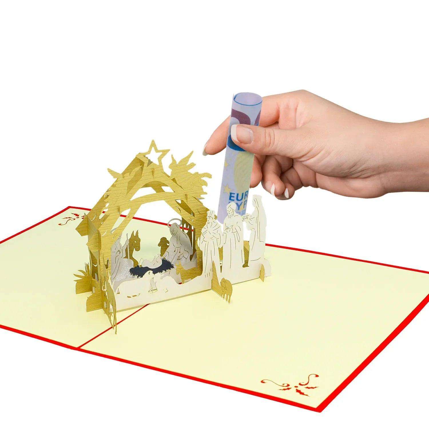 Pop Up Weihnachtskarte 3D - Weihnachtskrippe, Krippe, N422 LINPopUp N422