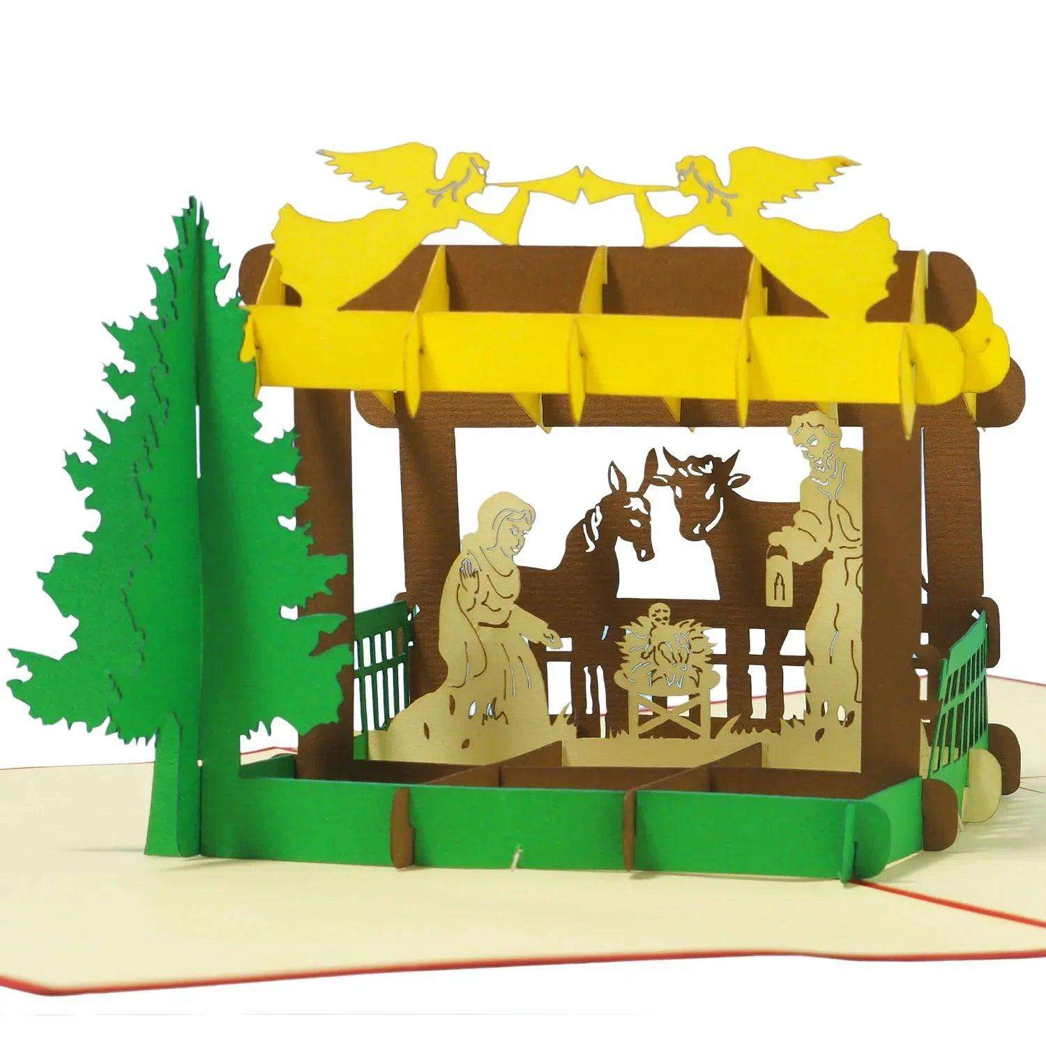 Pop Up Weihnachtskarte 3D - Weihnachtskrippe, Krippe, N443 LINPopUp N443