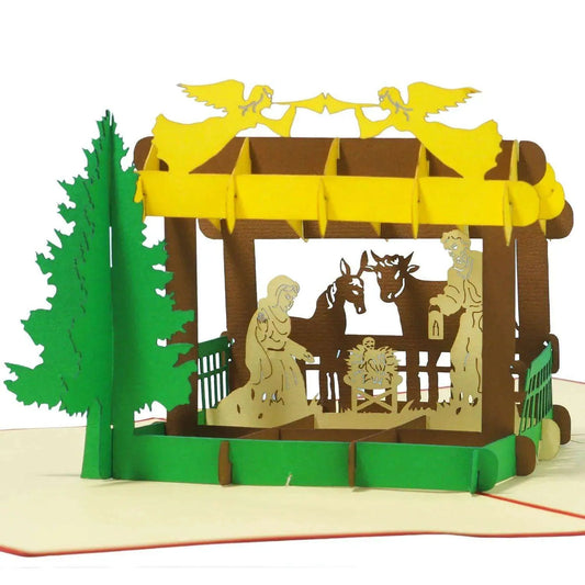 Pop Up Weihnachtskarte 3D - Weihnachtskrippe, Krippe, N443 - LINPopUp