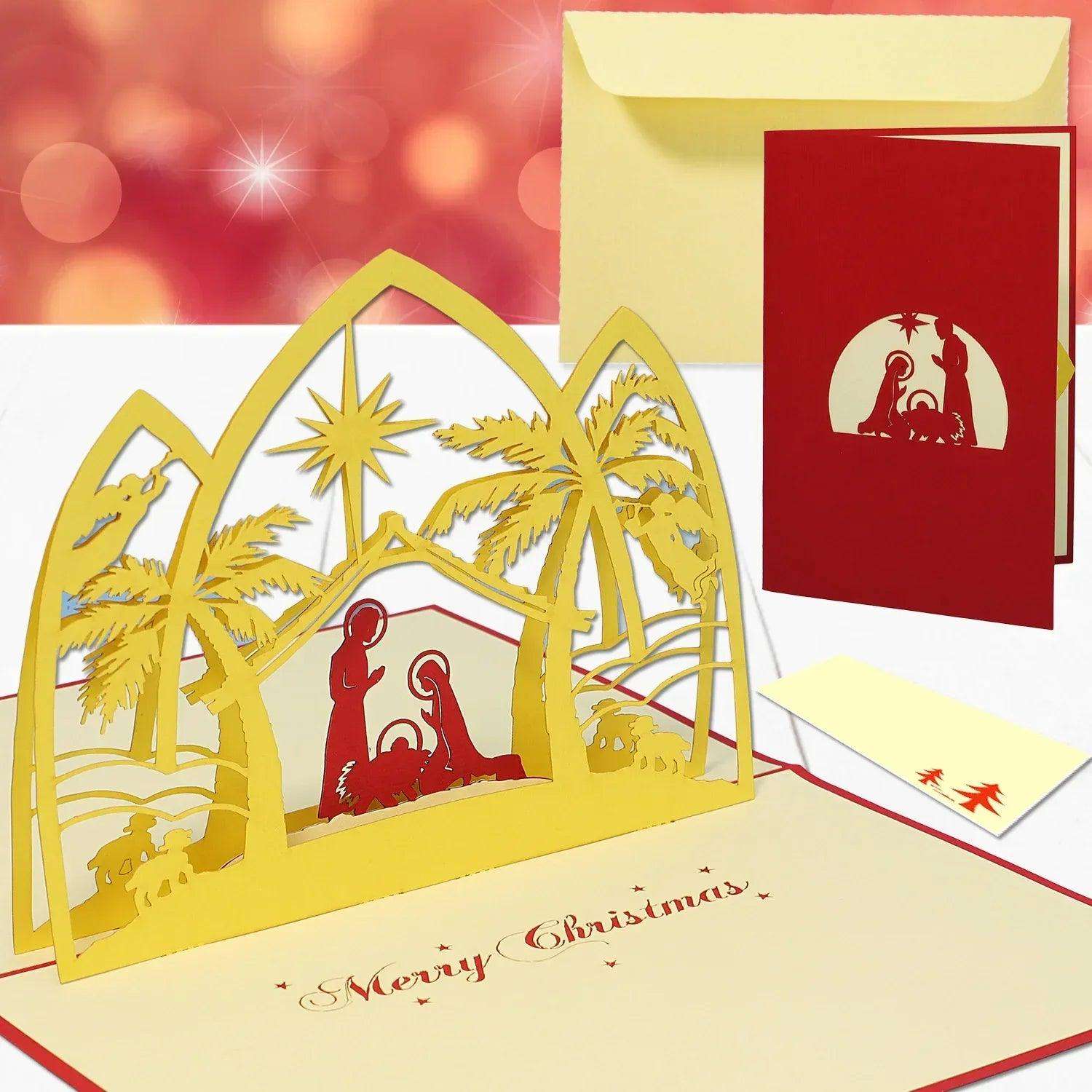 Pop Up Weihnachtskarte 3D - Weihnachtskrippe, Krippe, N426 LINPopUp N426