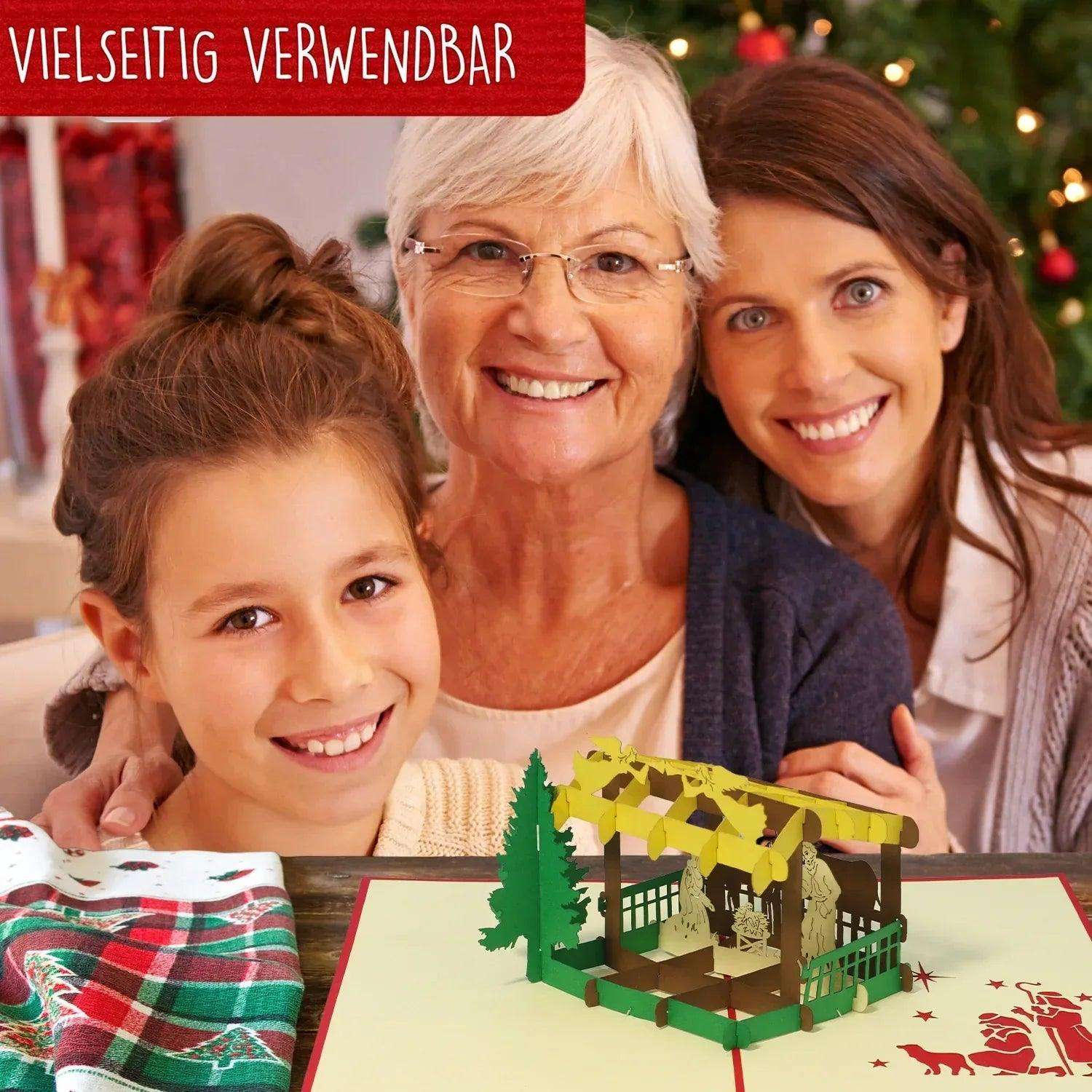 Pop Up Weihnachtskarte 3D - Weihnachtskrippe, Krippe, N443 LINPopUp N443