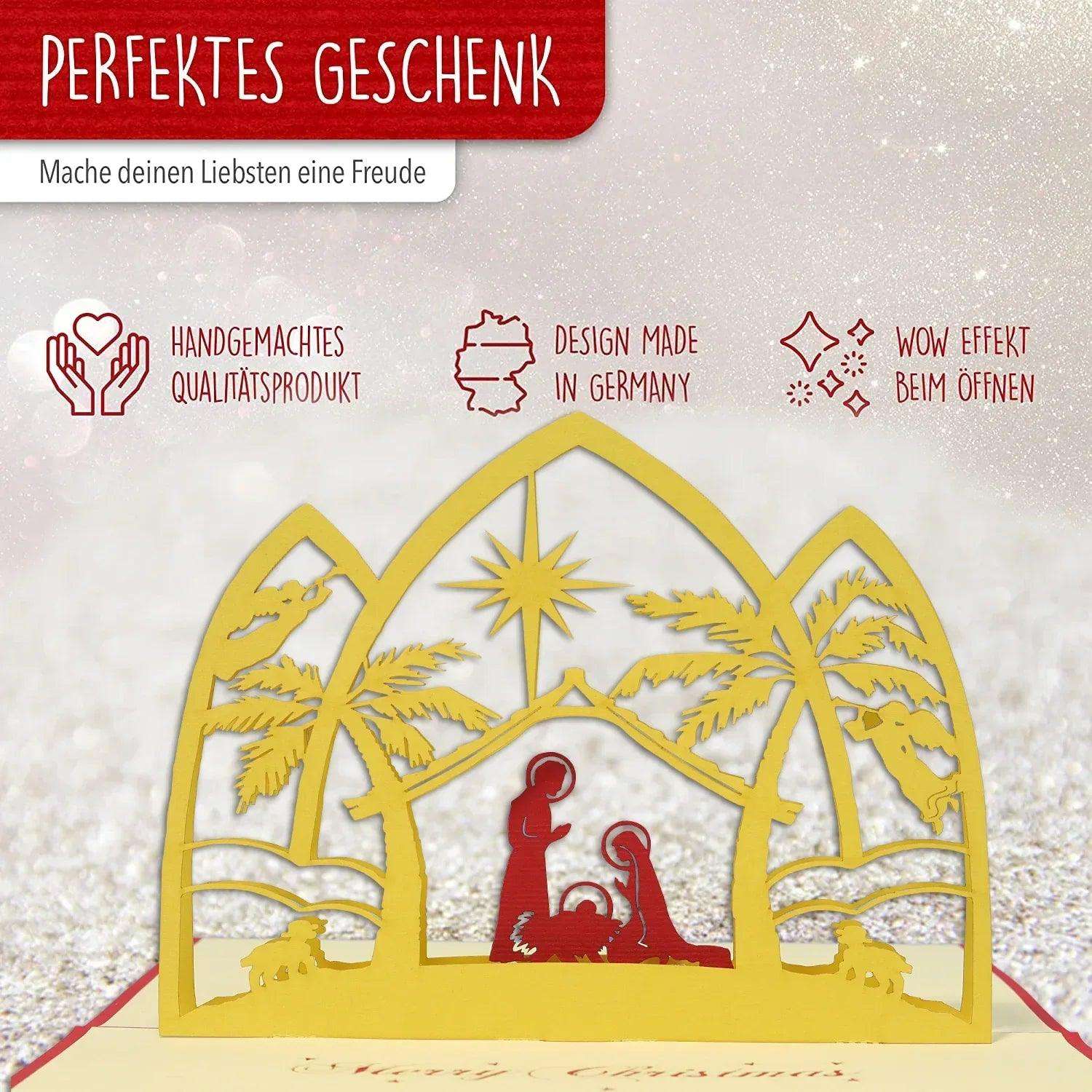 Pop Up Weihnachtskarte 3D - Weihnachtskrippe, Krippe, N426 LINPopUp N426
